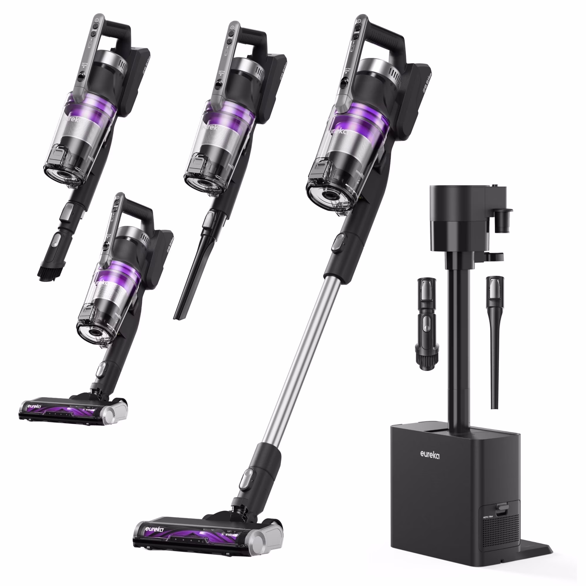 Stylus Elite Anti Tangle Cordless Stick Vacuum Cleaner, 60 Minute Runtime, Auto Empty Dust Station, Pet Hair, Multi Surface, NEC490SE