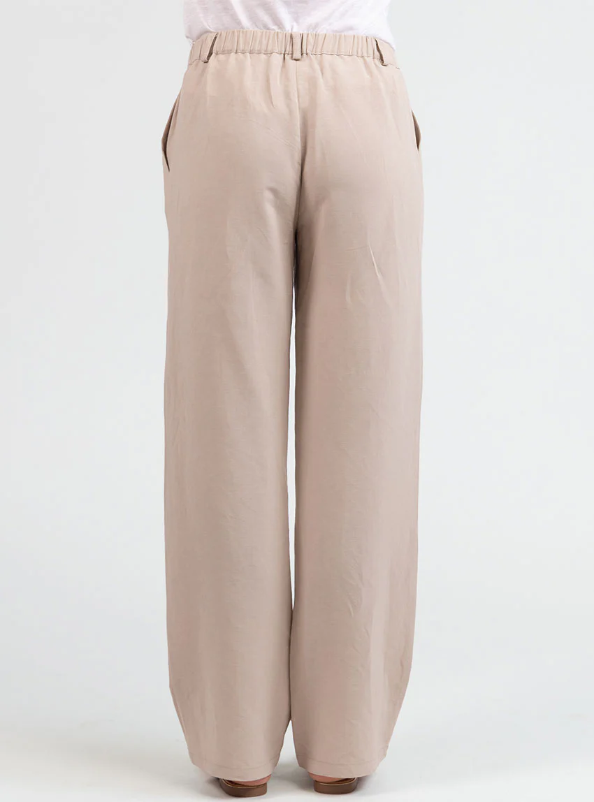 Pantalon femme large lin beige