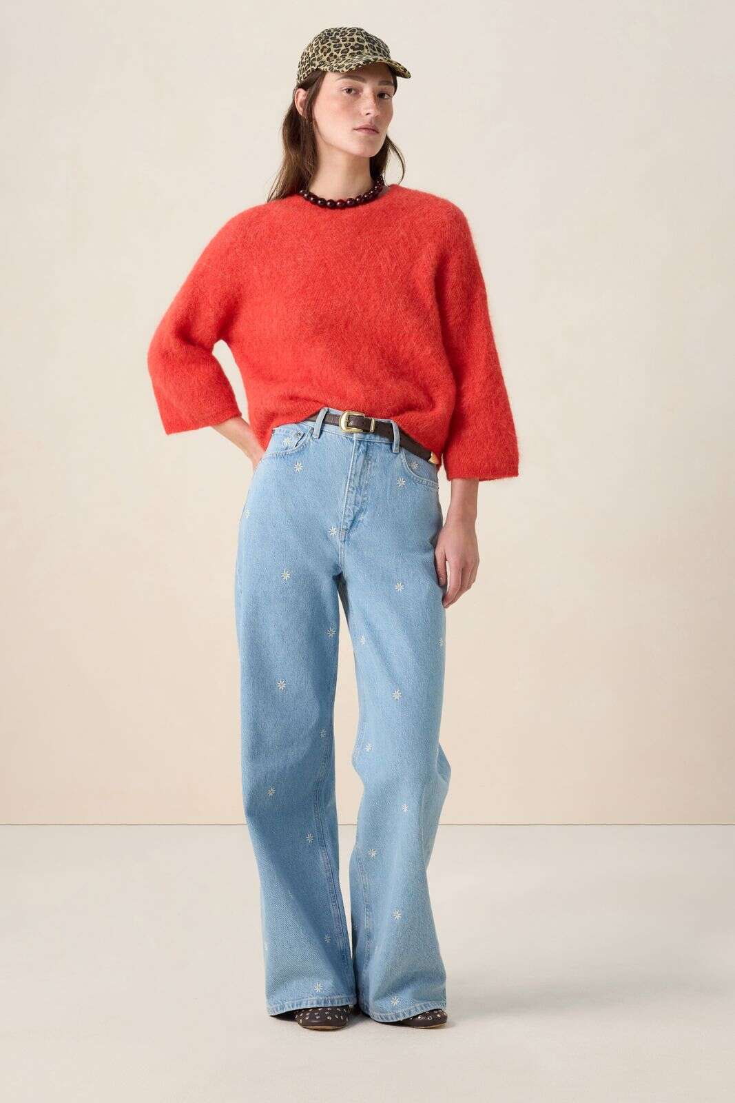 Rode trui met ruit patroon