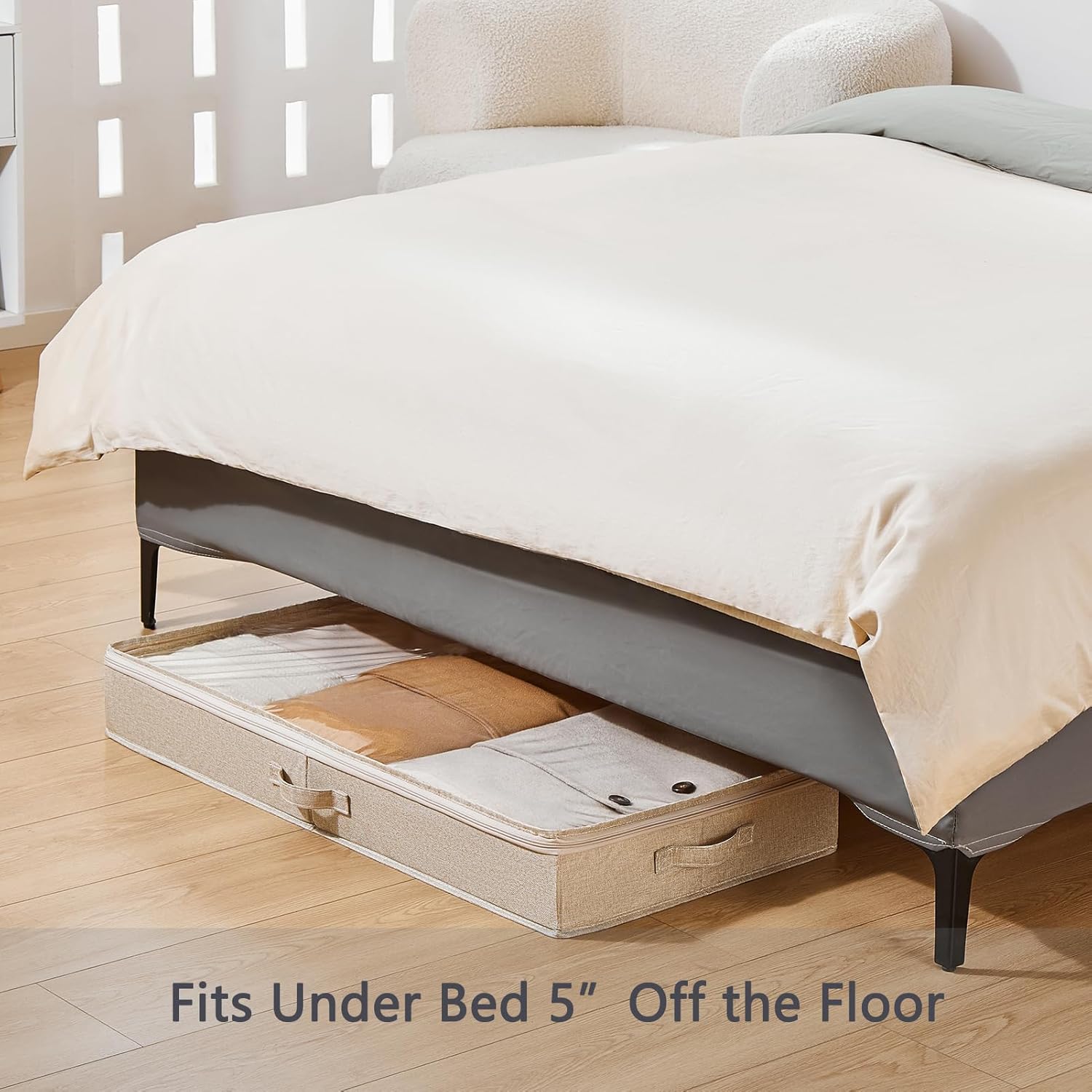 Berdeng 3 Pack Under Bed Storage Containers, Low Profile Underbed Shoes and Clothes Storage Organizer with Sturdy Sidewalls/Bottom, Large Dorm Storage Bins, 33 * 17 * 4.5 inches, 45L