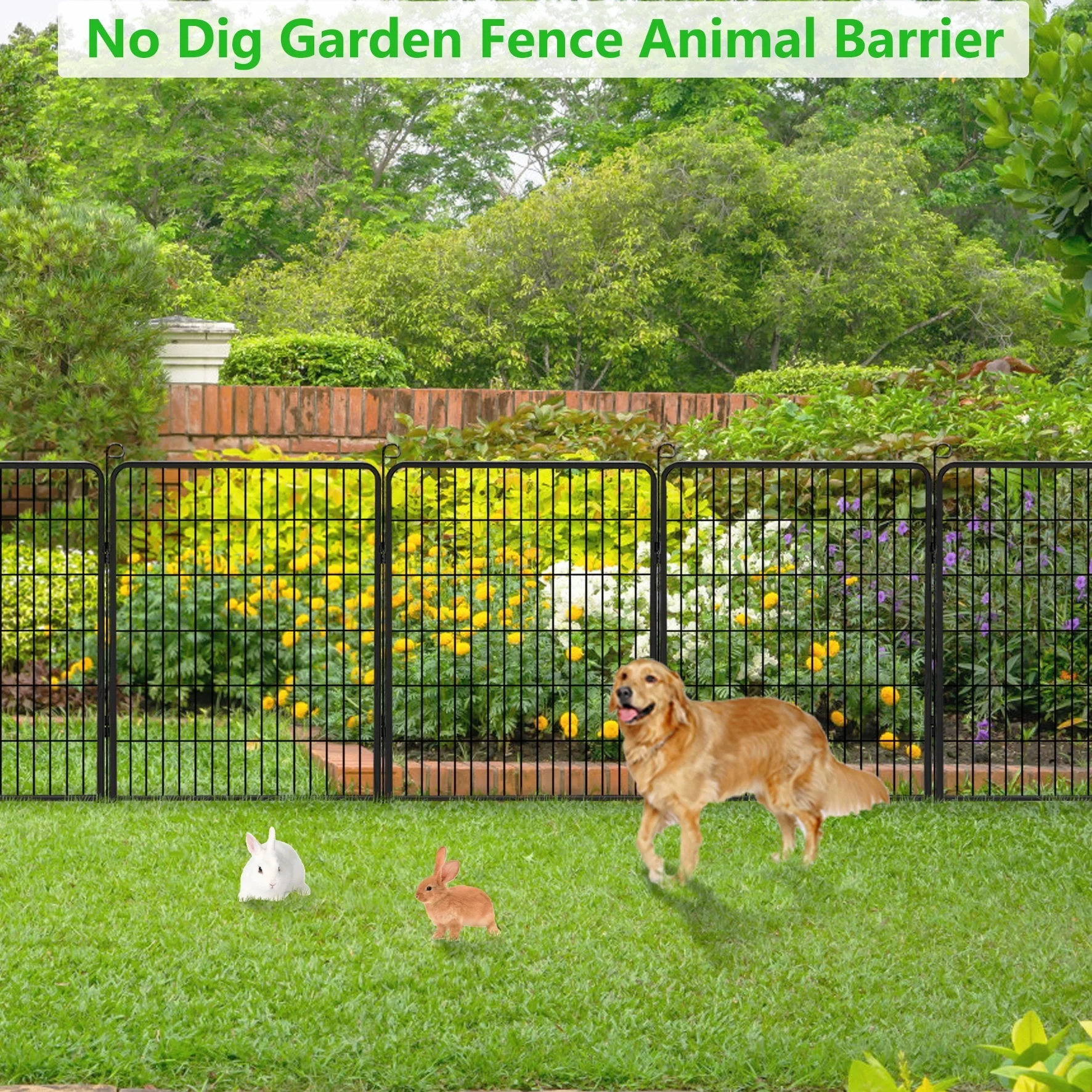 Jhsomdr Decorative Garden Fence 10 Panels Animal Barrier Fence 40 Height Metal No Dig Fence for Yard Patio