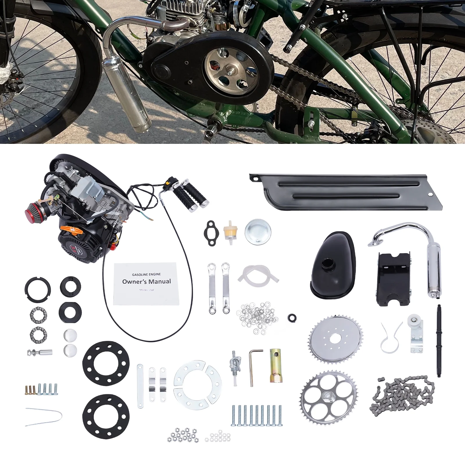 Full Set 100CC 4-Stroke Bicycle Engine Kit Gas Motorized Motor Bike Modified Engine Conversion Kit Chain Drive 3HP 3600Rpm - Image 3