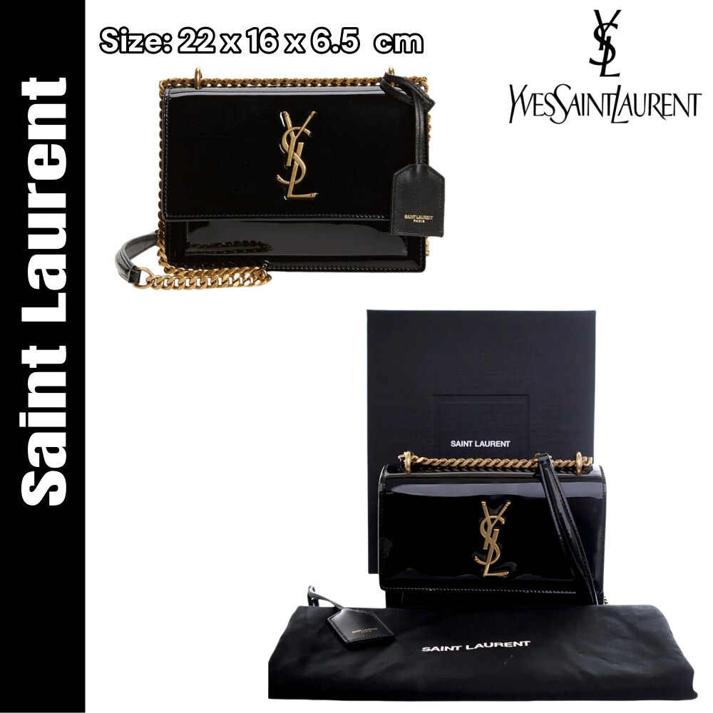 YSLサンローラン サンセット ミディアム パテントレザーバッグ