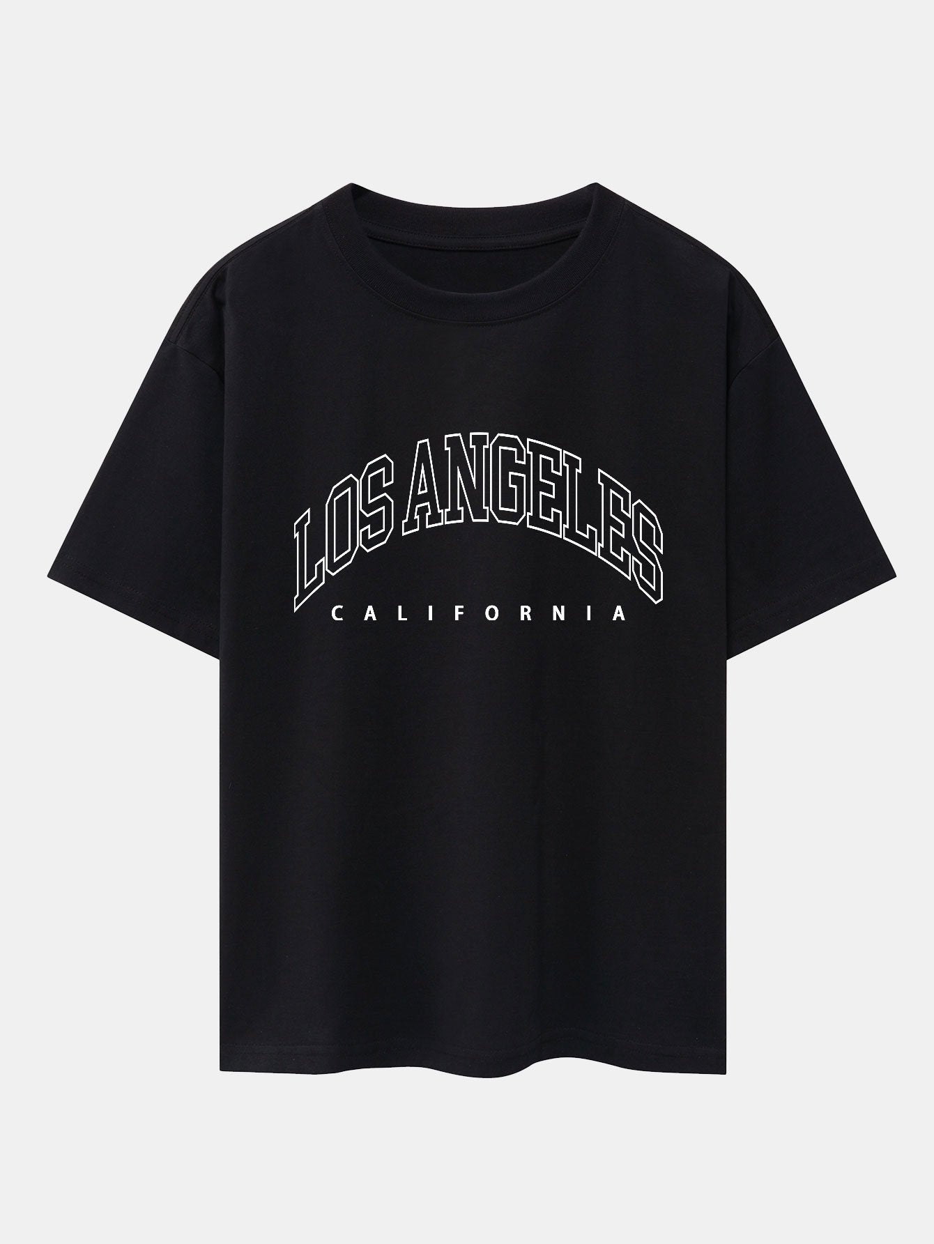 T-shirt oversize à épaules tombantes et imprimé lettres Los Angeles et short en velours côtelé
