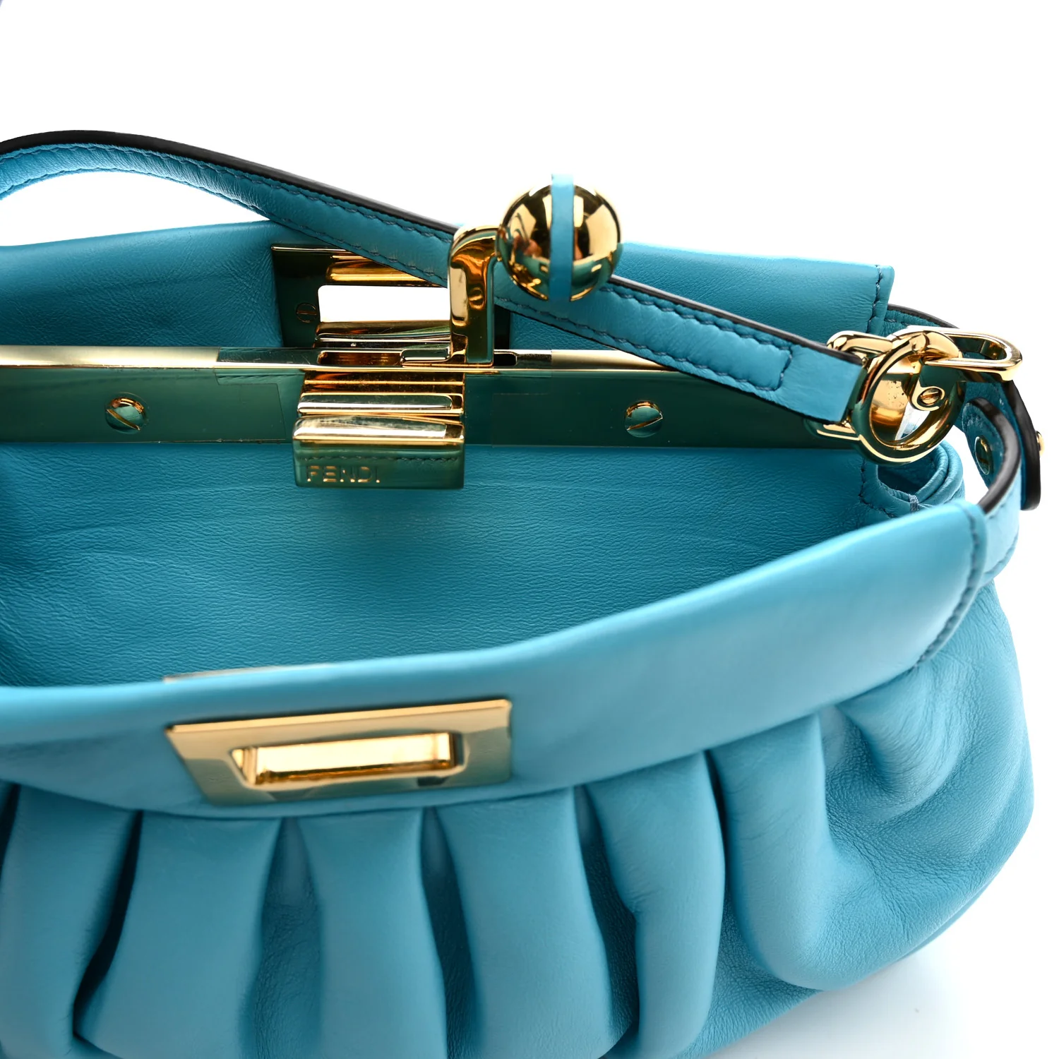 Shiny Nappa Small Peekaboo Click Bag Pool
