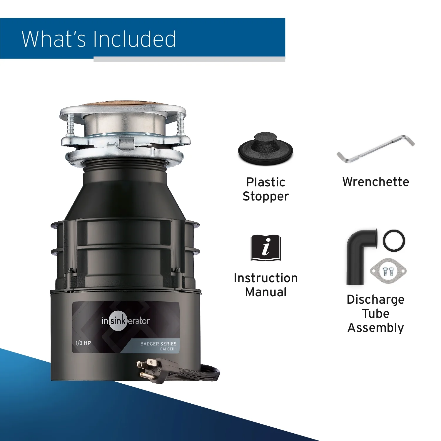 Badger 1 CORD 1/3 HP Continuous Feed Garbage Disposal with Power Cord(Other) - Image 7