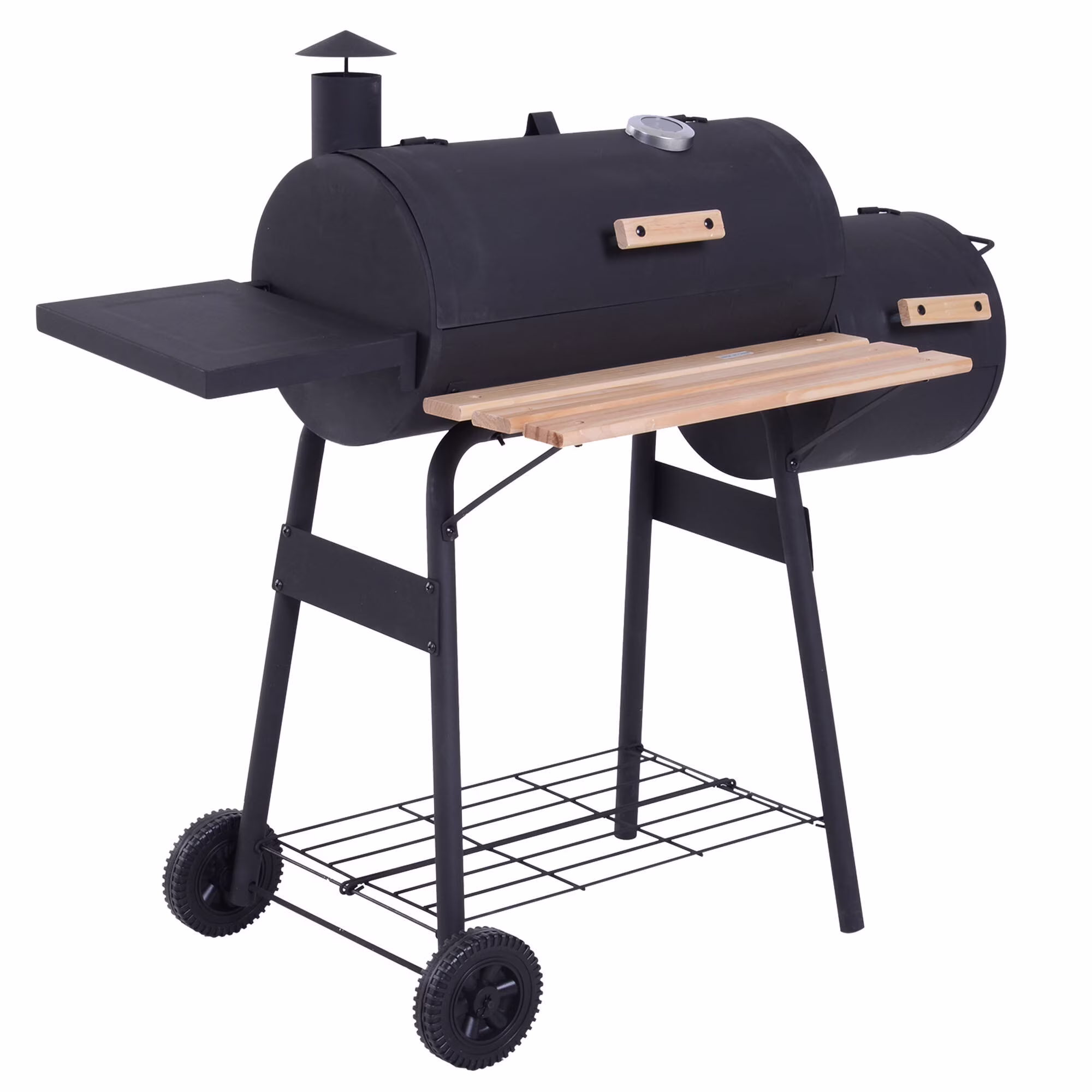 DUOSONG Outsunny 48 Steel Portable Backyard Charcoal Bbq Grill And Offset Smoker Combo With Wheels Black Steel Garden & Outdoor BBQ Grills & Utensils