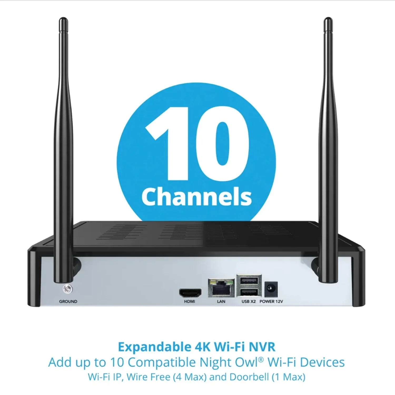 10 Channel 4K Bluetooth Wi-Fi NVR with 1TB Hard Drive and 4 Wi-Fi IP 4K Spotlight Cameras with 2-Way Audio and Audio Alerts and Sirens - Image 3