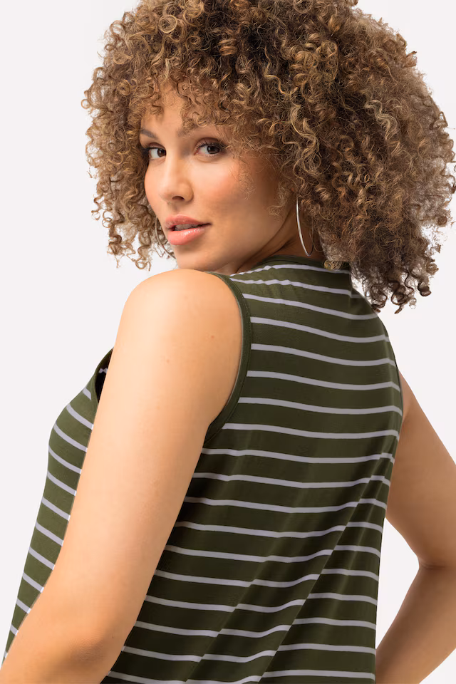2 Pack of V-Neck Cotton Knit Tanks - Stripe, Solid