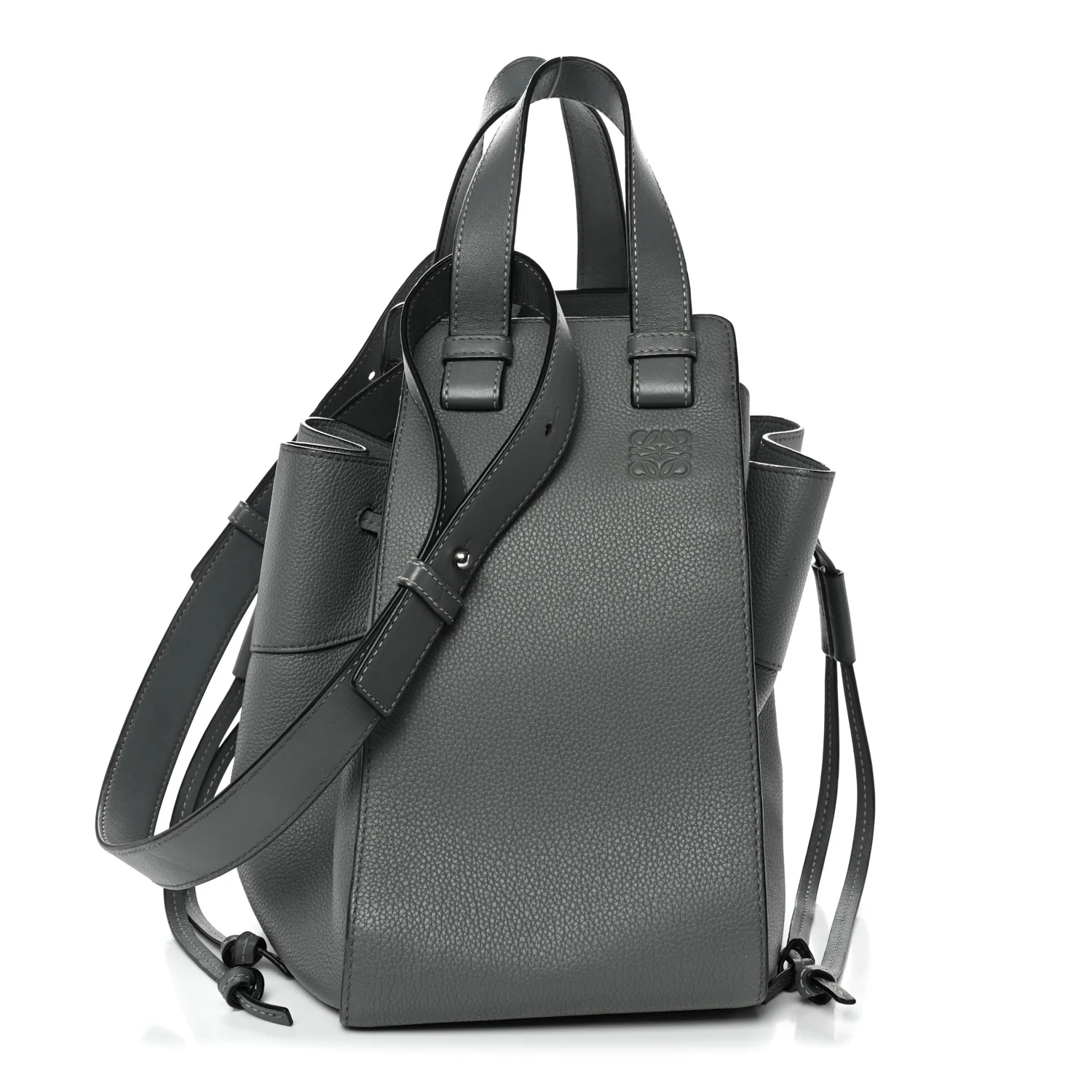Grained Calfskin Medium Hammock Shoulder Bag Blue