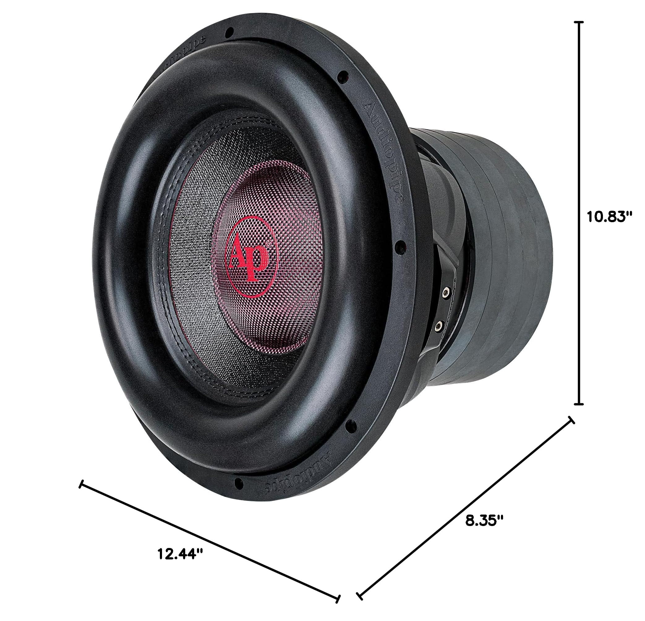 Audiopipe 1200W RMS Dual Car Subwoofer, Black, 12