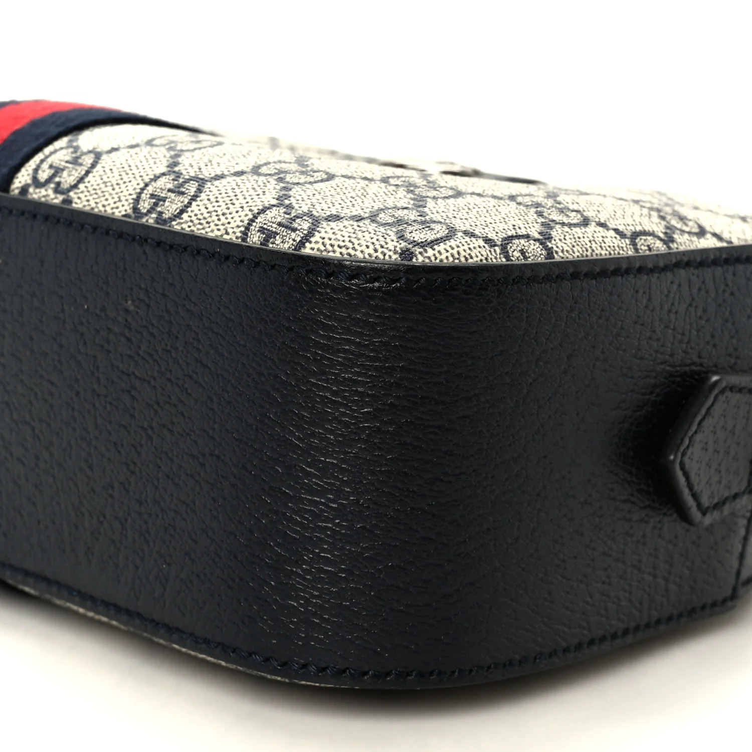 GG Supreme Monogram Textured Dollar Calfskin Web Small Ophidia Camera Bag Beige Blue