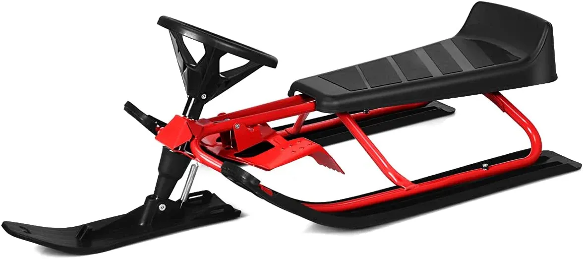 Luge de course sur neige, planche de glisse pour skis avec double freins
