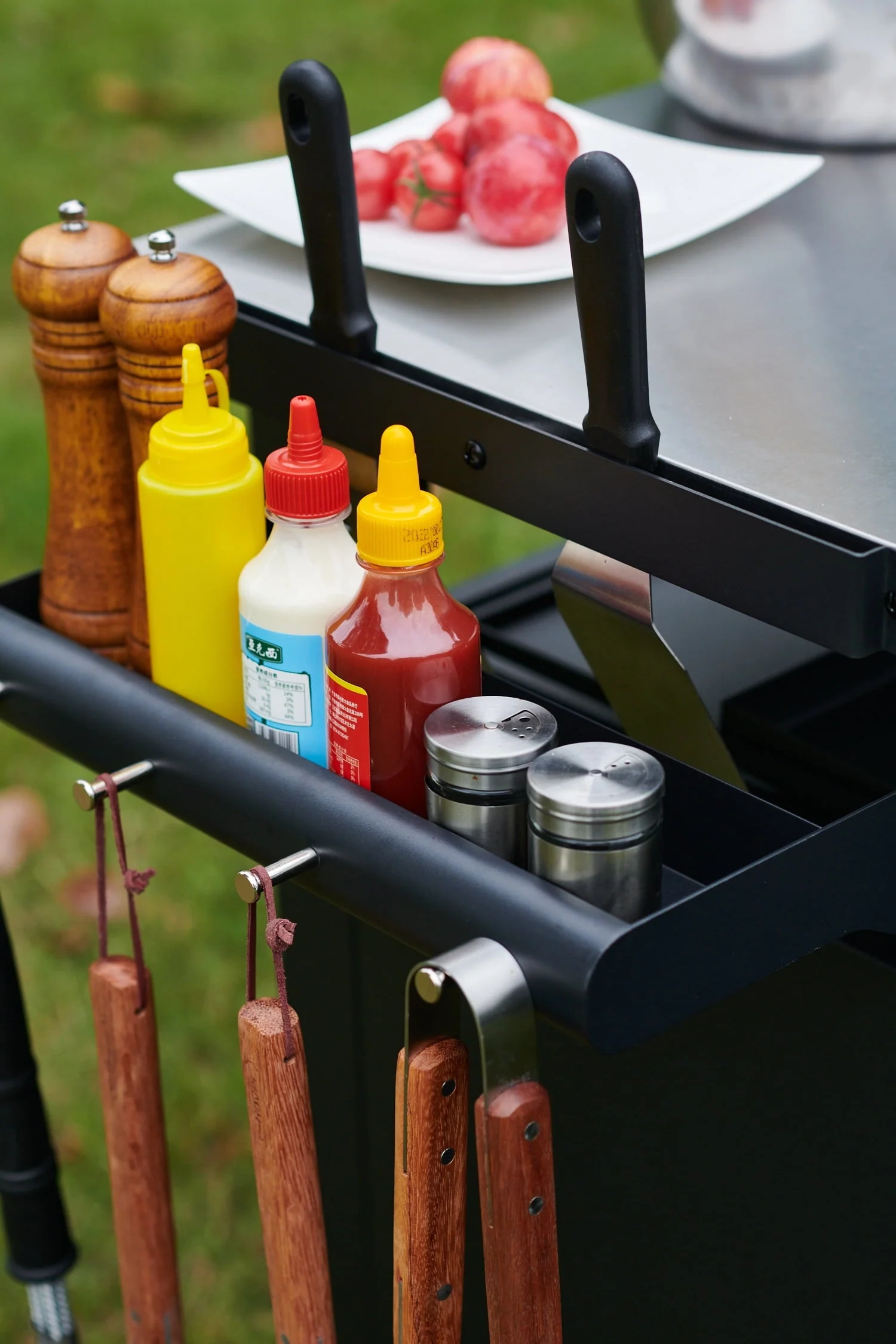 Deluxe 30IN Outdoor Rolling Grill Cook Station, Bar Table with Patio Storage Cabinet and Outdoor Dining Table, Black - Image 7