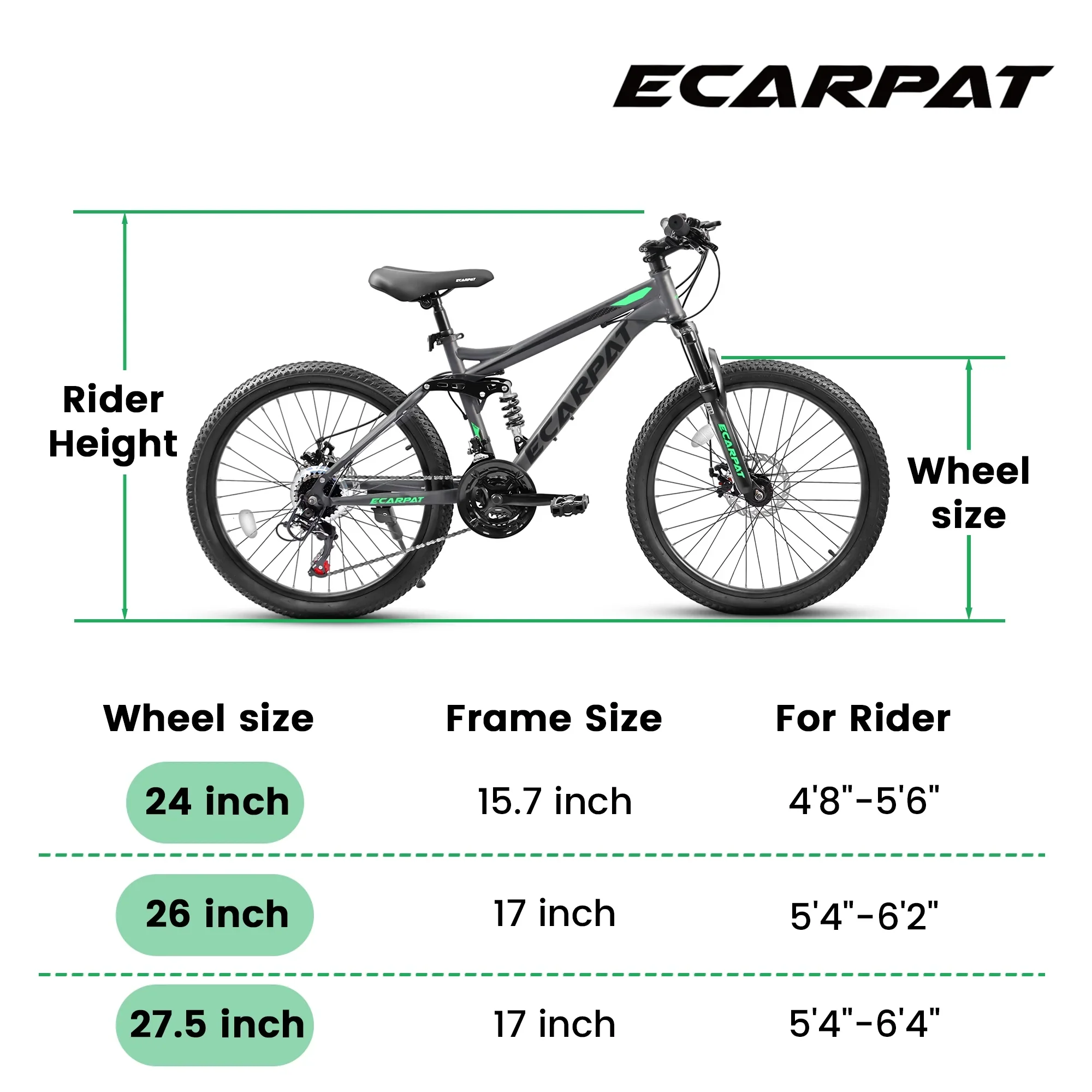 27.5 Inch Mountain Bike , Dual Full Suspension 21-Speed Disc Brakes Thumb Shifter,Carbon Steel Frame Mountain Bike, Mens Womens Trail Commuter City Bicycles
