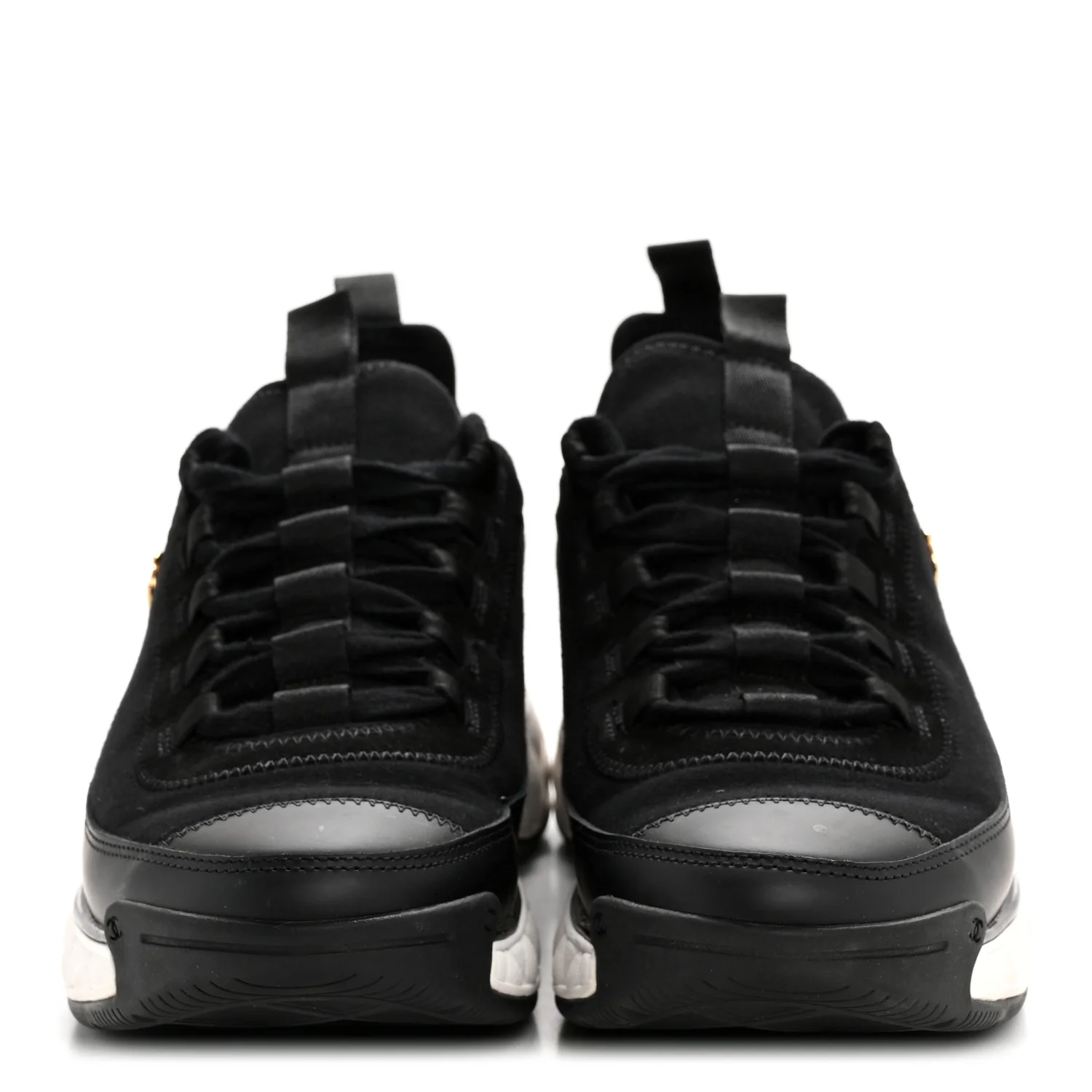 Velvet Calfskin Mixed Fibers CC Sneakers 38 Black