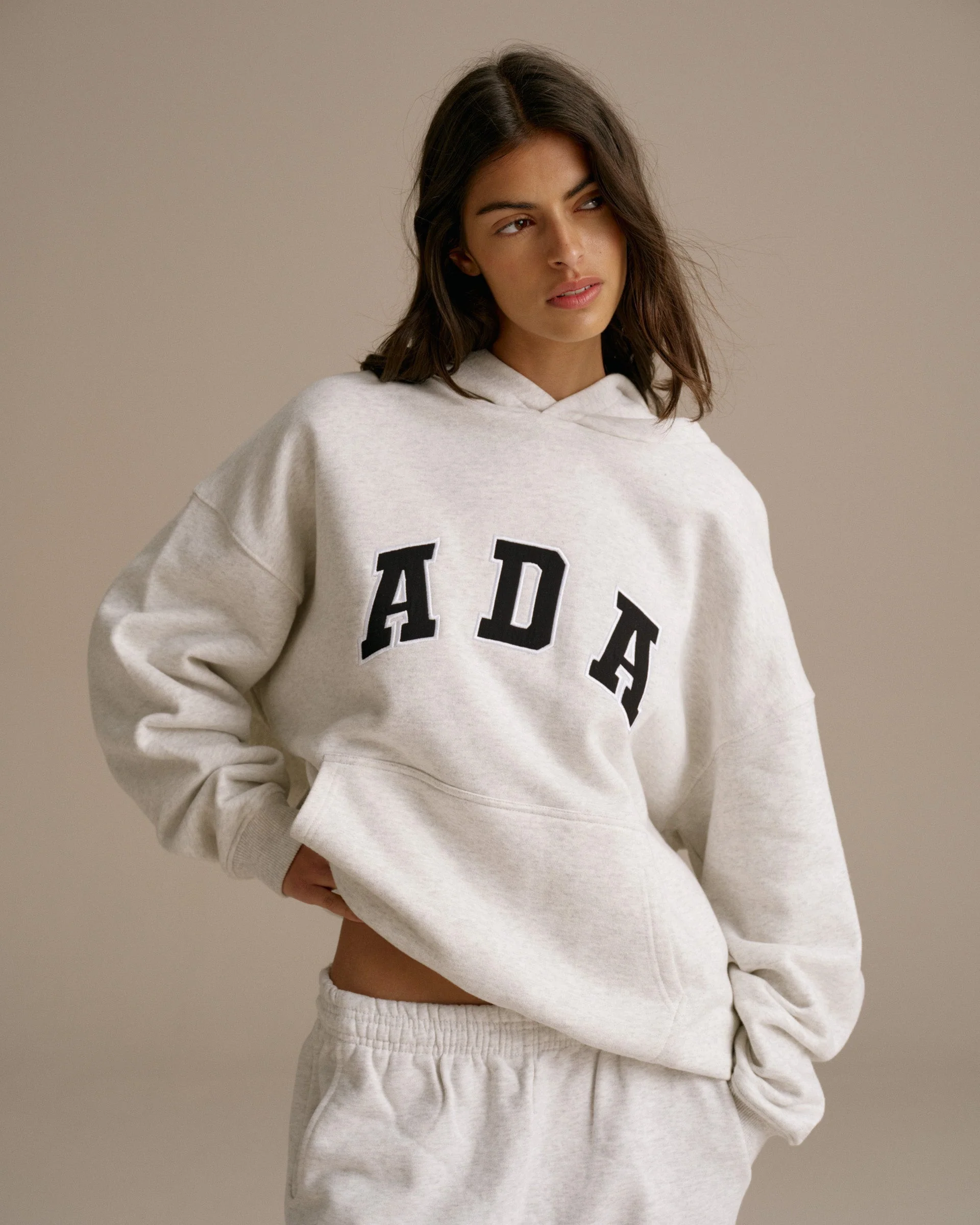 ADA Oversized Hoodie - Light Grey Melange
