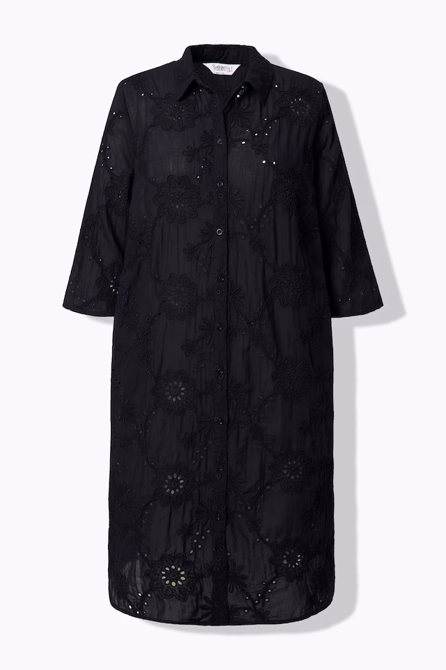 Shirtdress, A-line, eyelet embroidery