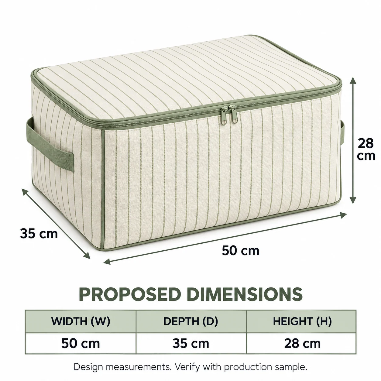 Sage Stripe Clothes Storage Bag, Standard