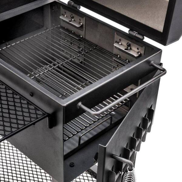 Bandera Vertical Offset Smoker and Charcoal Grill Combo in Black with 992 Sq. In. Cooking Space