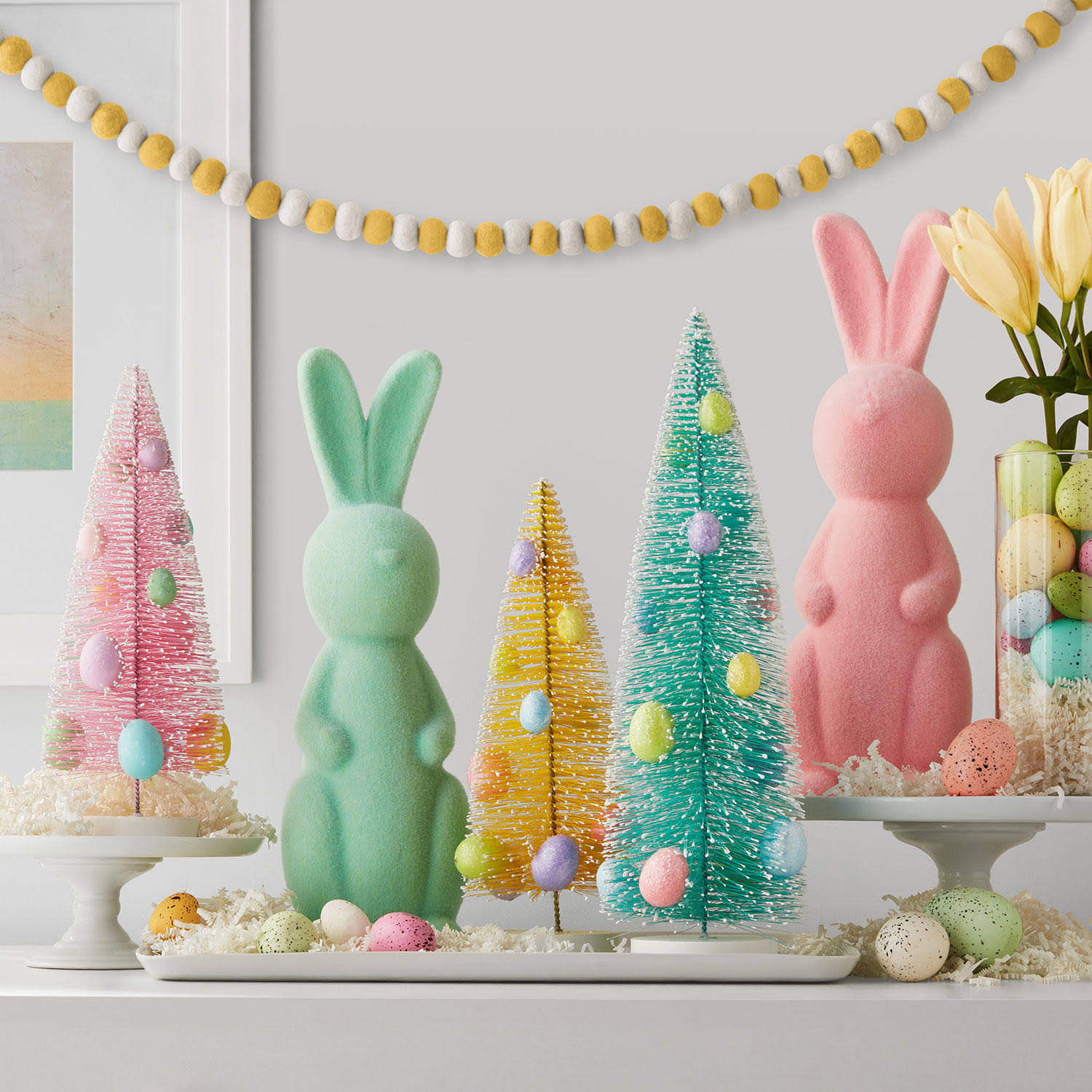 Member's Mark 5 Piece Flocked Easter Bunny Decor Set