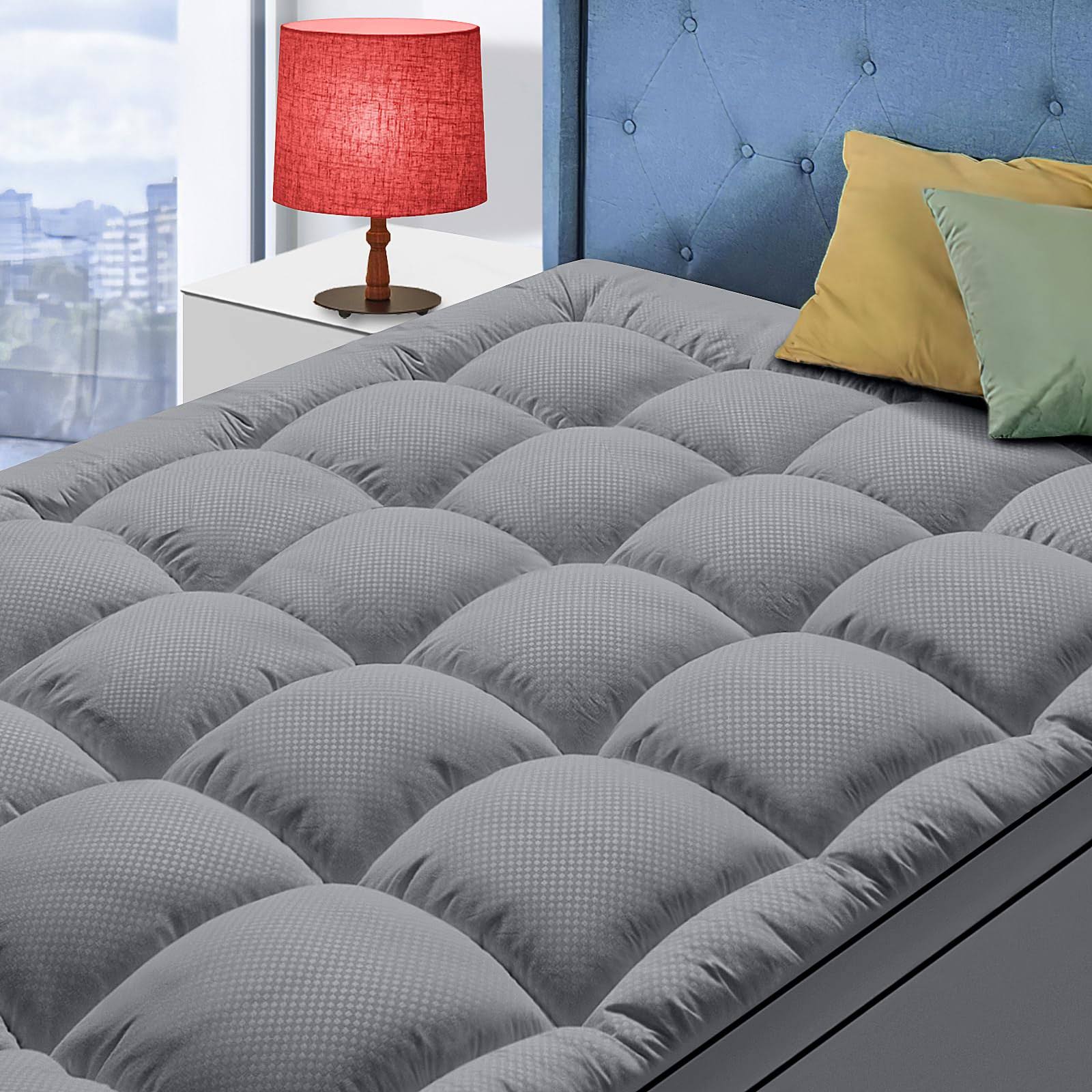 MATBEBY King Size Mattress Topper for Back Pain, Cooling Extra Thick Mattress Pad Cover with 8-21 inch Deep Pocket, Plush Pillow Top Mat