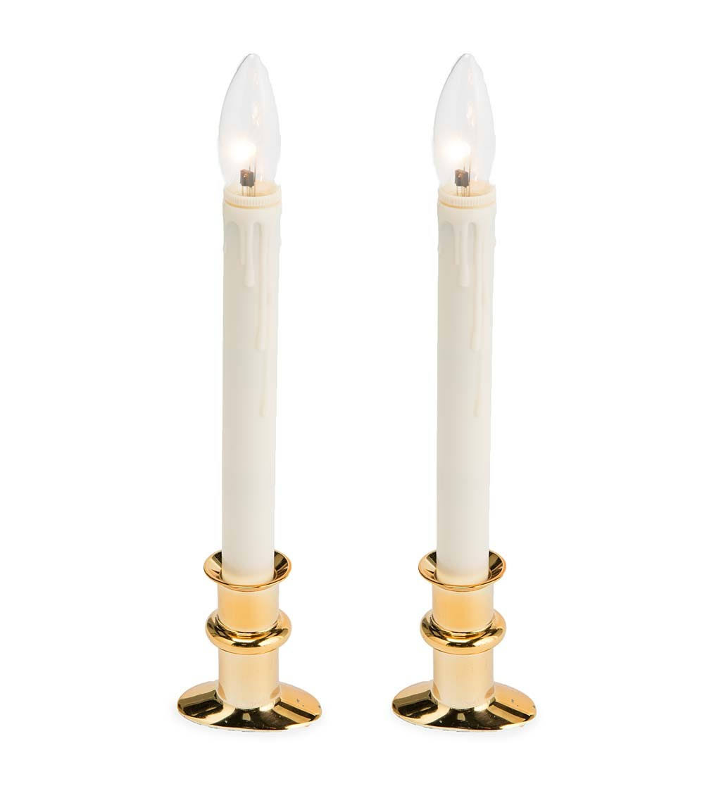 Plow & Hearth Adjustable Window Hugger Candles - Brass - Set of 2
