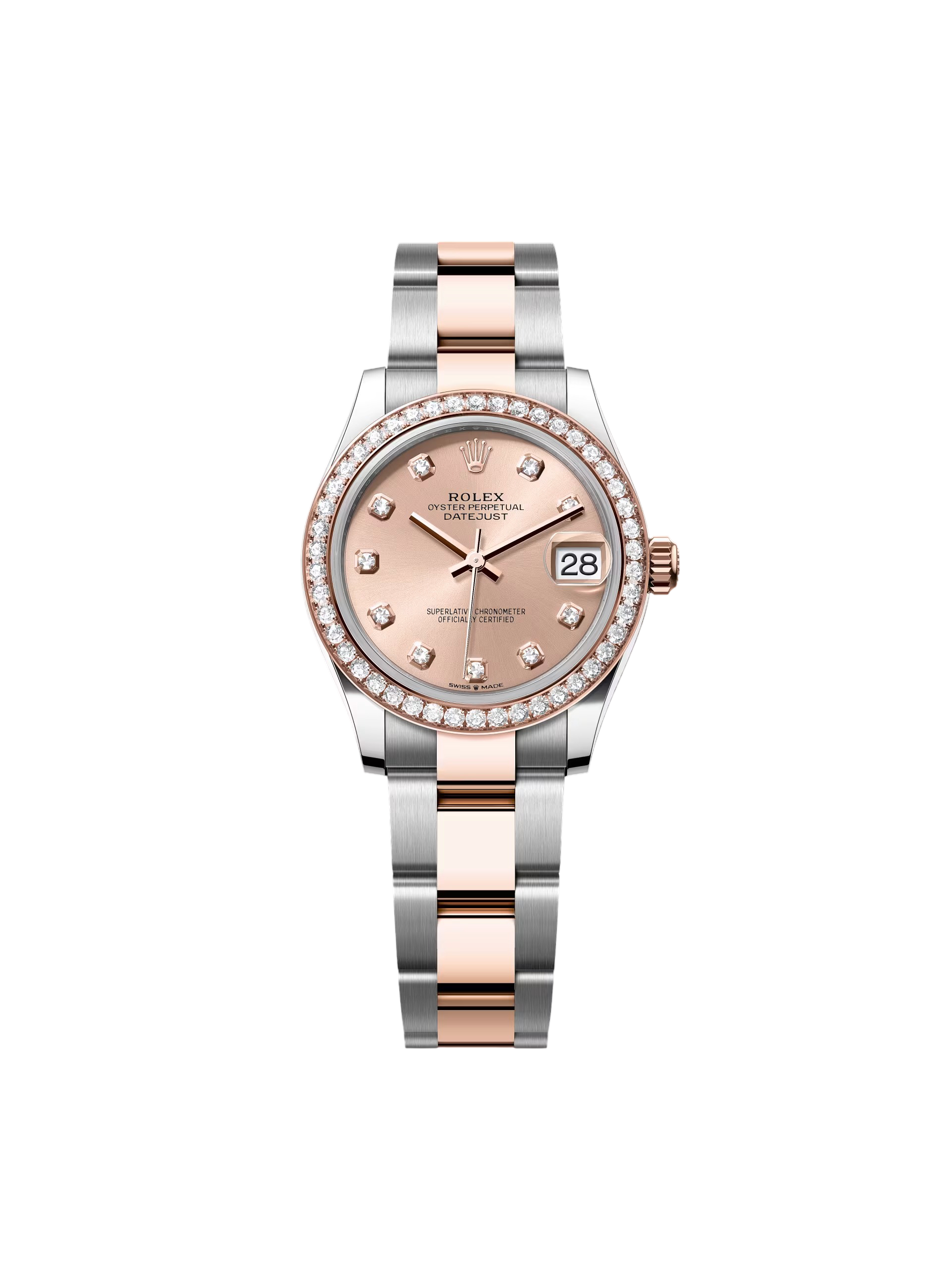 【Super Clone】RLX Datejust m278381-0023/0024 Rose Diamond 31mm Dial Diamond-Set Bezel and Oyster Bracelet Watch
