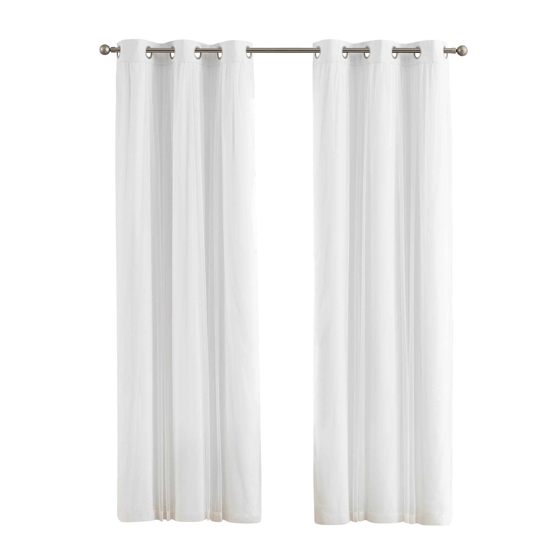 Your Zone Blackout with Sheer Overlay Grommet Curtain Panel - White - 37 x 84 in