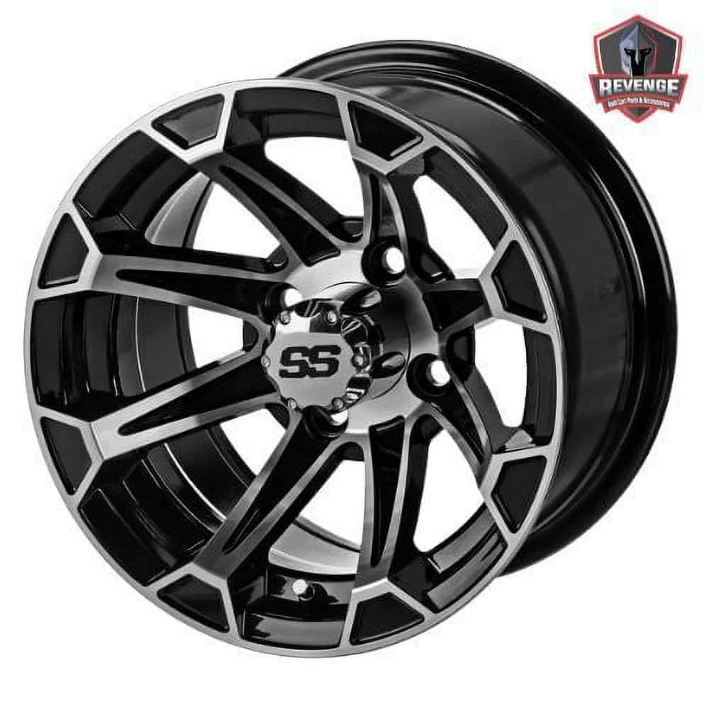 12" Machined Black Golf Cart Wheels and Tires Combo (205/30 12) Set of 4 Image 4