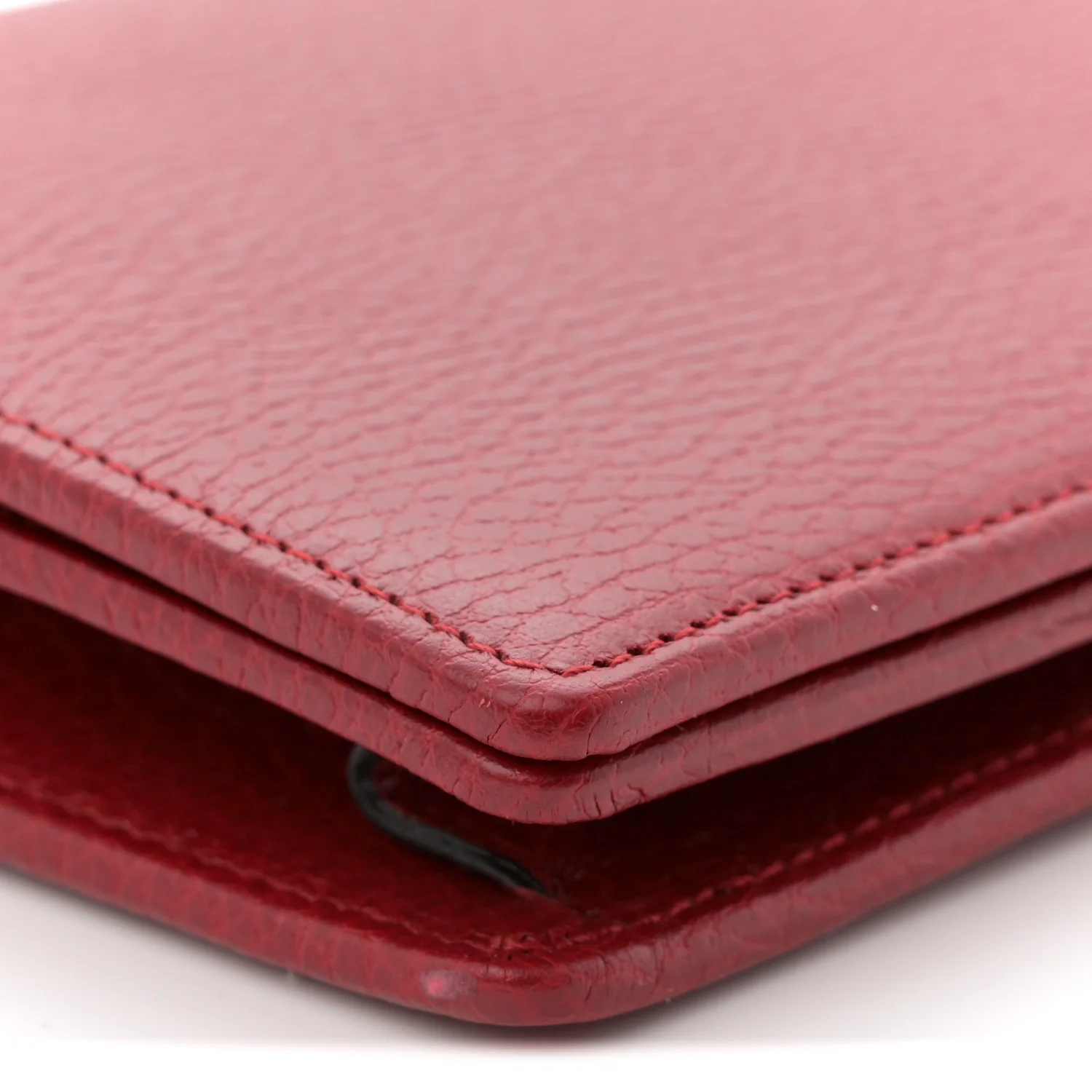 Dollar Calfskin Mini GG Marmont Chain Wallet Hibiscus Red