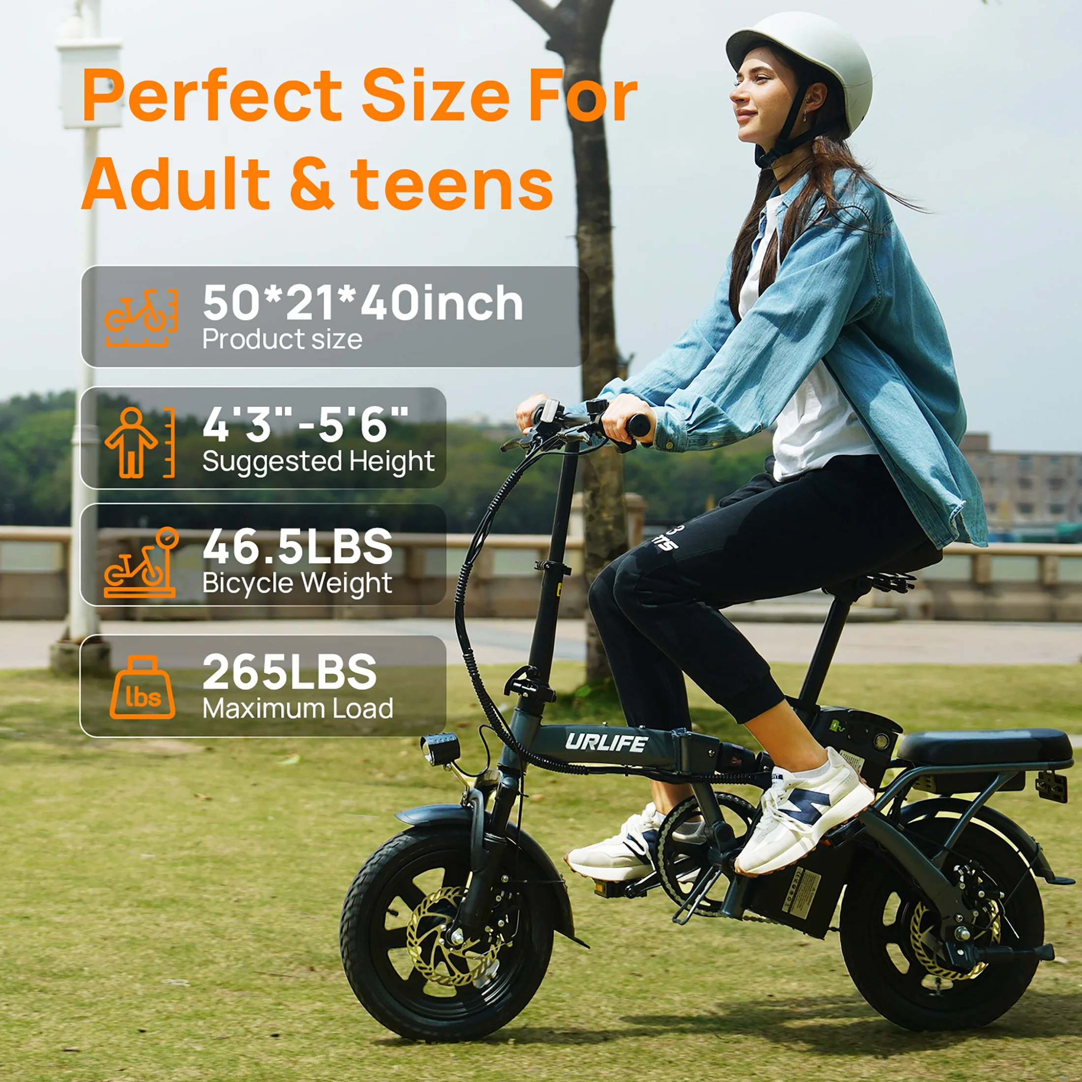 14"Folding Electric Bike for Adults,500W Peak Motor,48V 7.5AH Removable Battery,Mini Ebike for Adults City Commuter,UL2849,Black(Black) - Image 10
