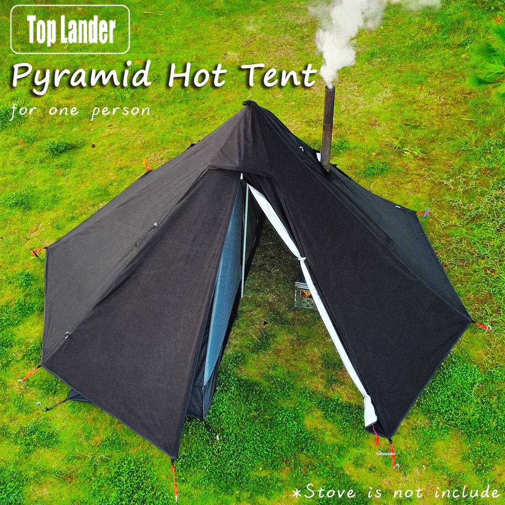 One Person Camping Tipi Hot Tents with Stove Jack 4 Season Teepee Tent for Hunting Backpacking Hiking Black(Black)