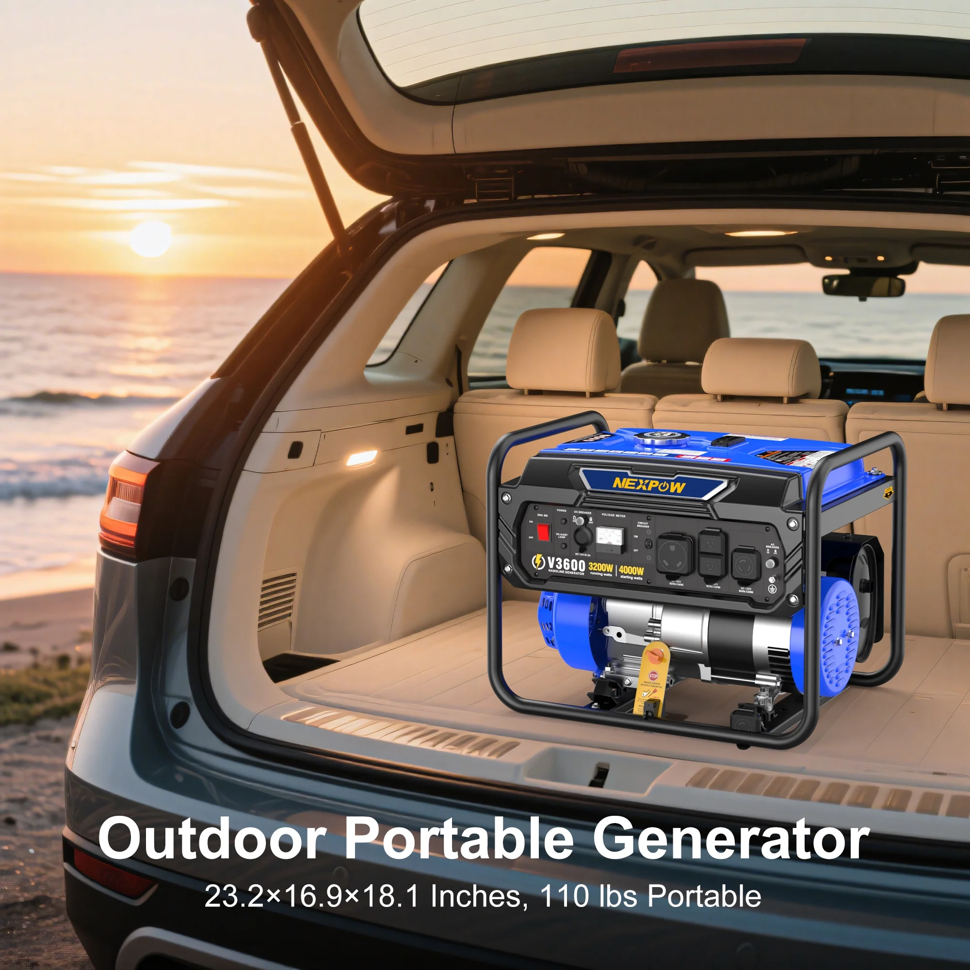 4000W Portable Generator, Gasoline Powered RV Ready Generator for Backup Home Outdoor Camping, EPA Compliant, 9H Full Load Runtime, Open Frame(4000 W) - Image 4