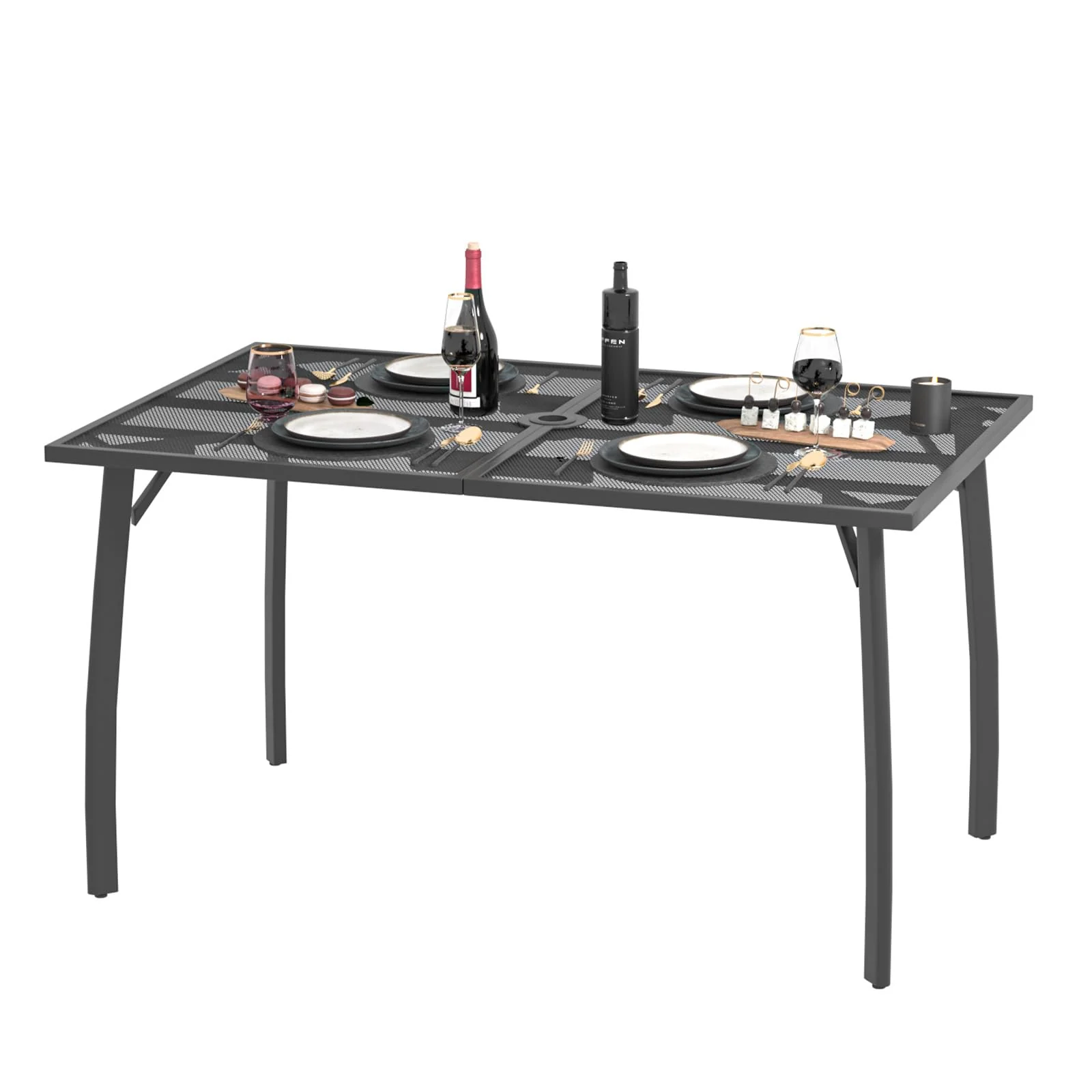AECOJOY 51”x31” Metal Patio Dining Table Rectangular Outdoor Table with 1.73