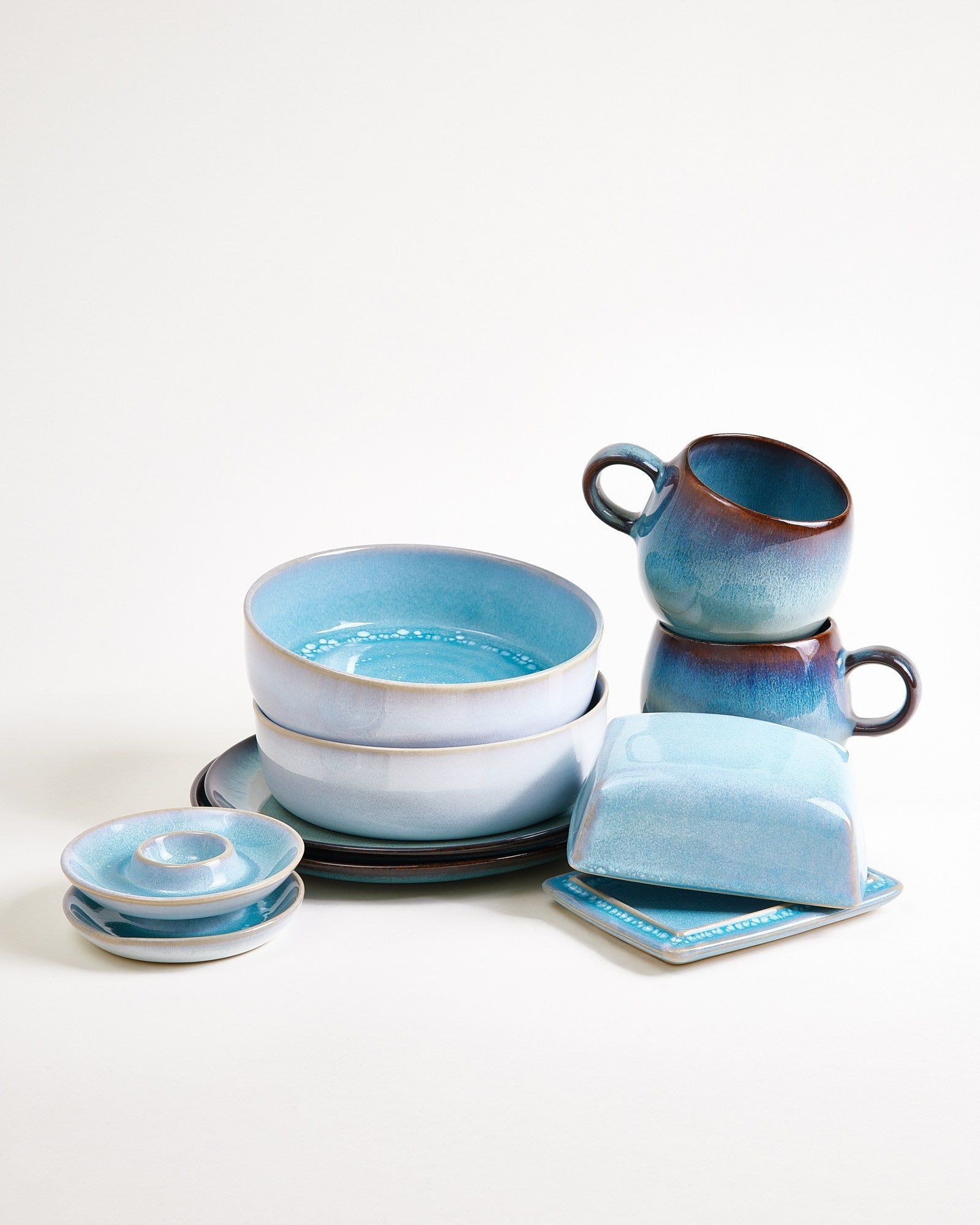 TABLEWARE SET BLUE HORIZON AQUA GREEN-BLUE 9 PIECES