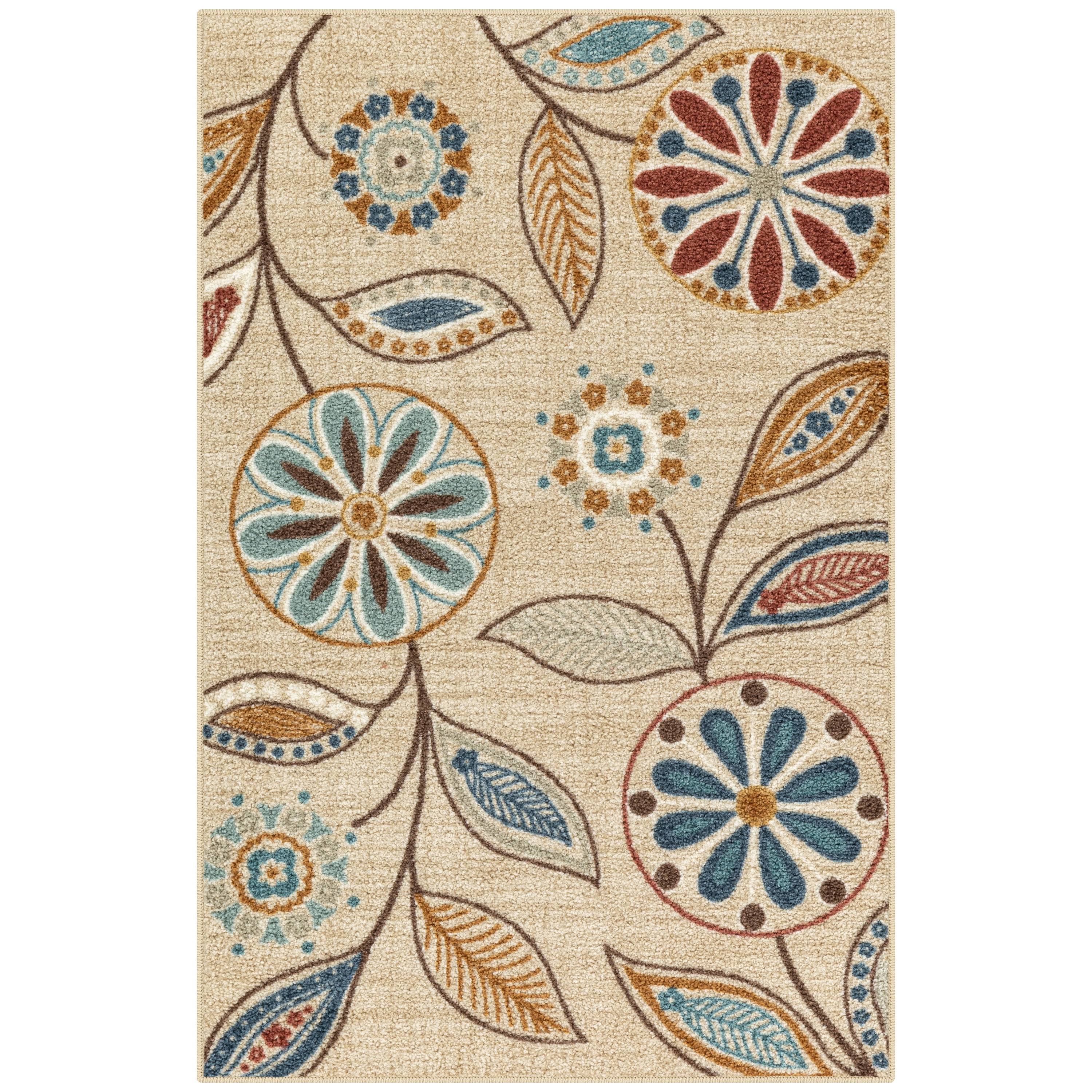 Maples Rugs Traditional Minerva Beige Multi Floral Indoor Accent Rug, 2'6