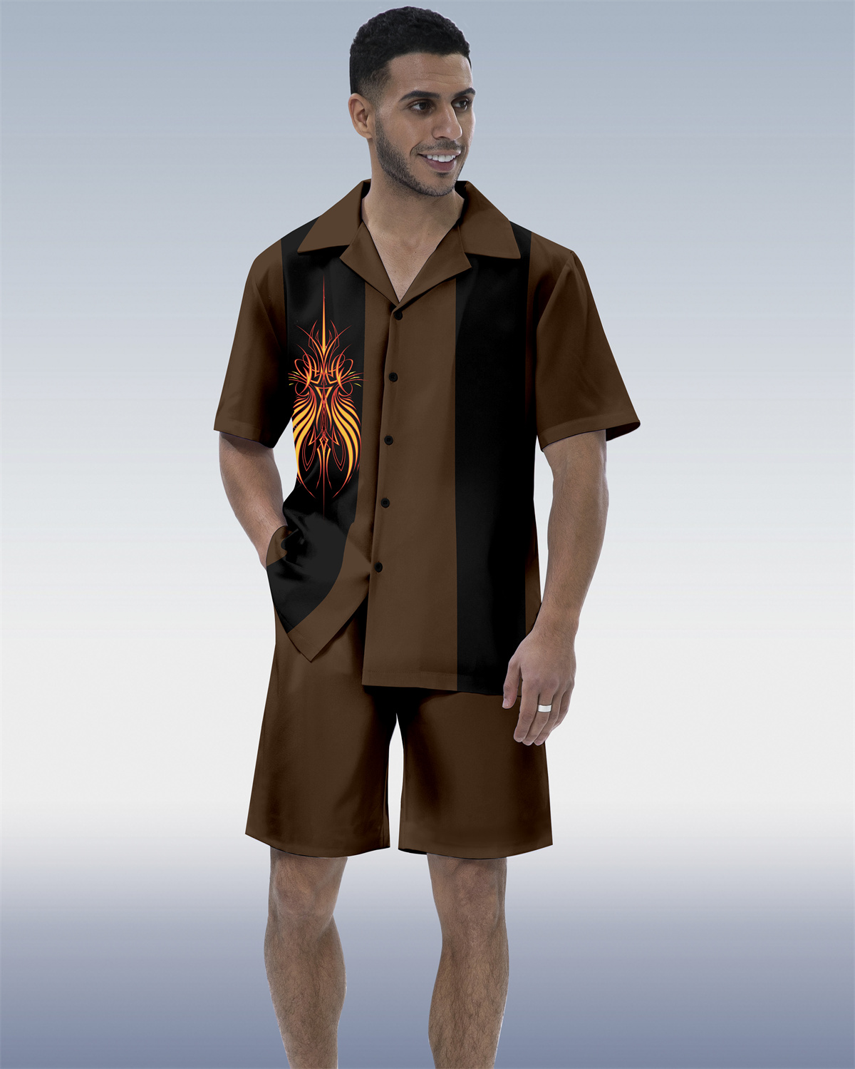 Ensemble chemise hawaïenne à manches courtes Suitmens pour homme, motif voiture modifiée, référence 176
