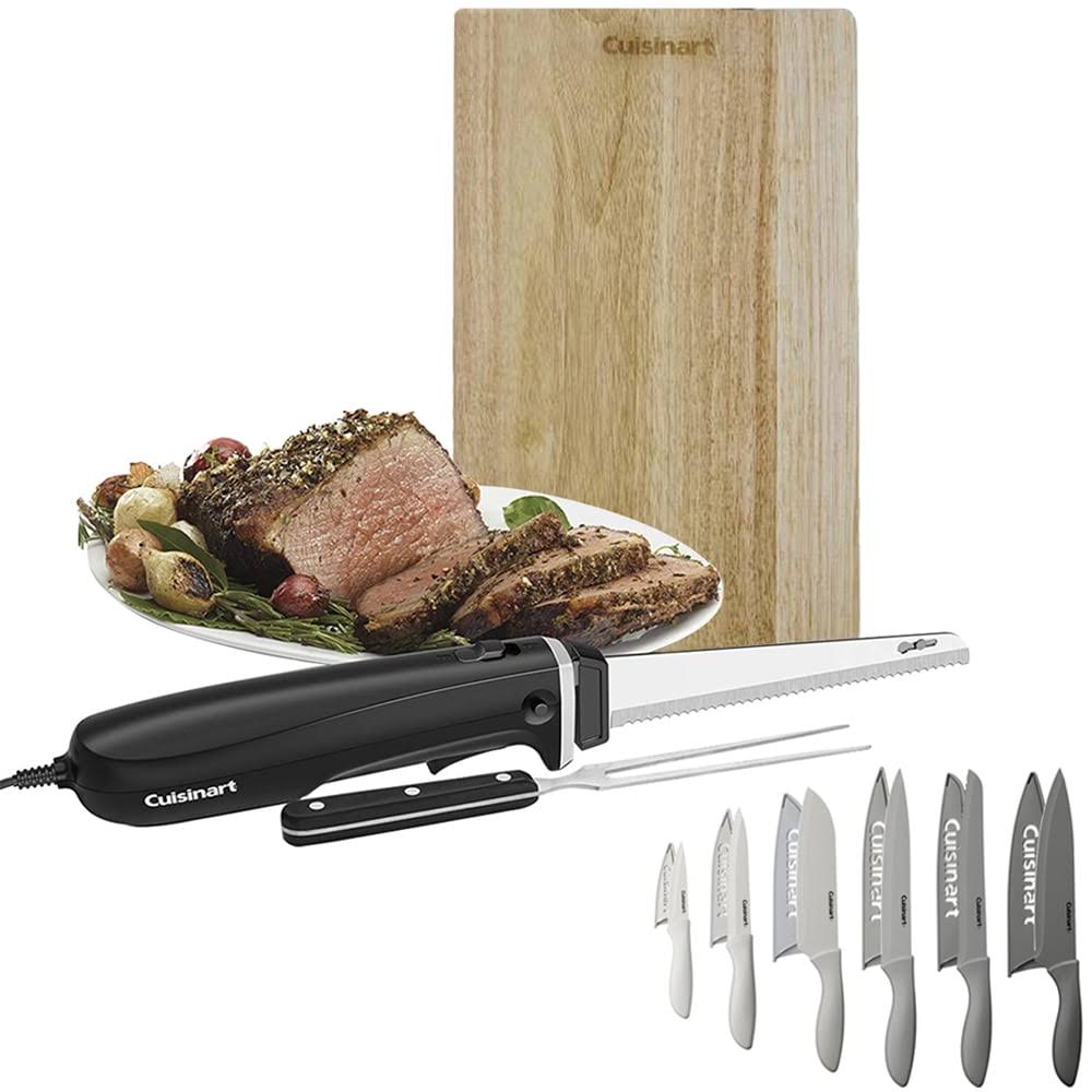 Cuisinart CEK-41 AC Electric Knife with Bamboo Cutting Board + 12pc Knife Set