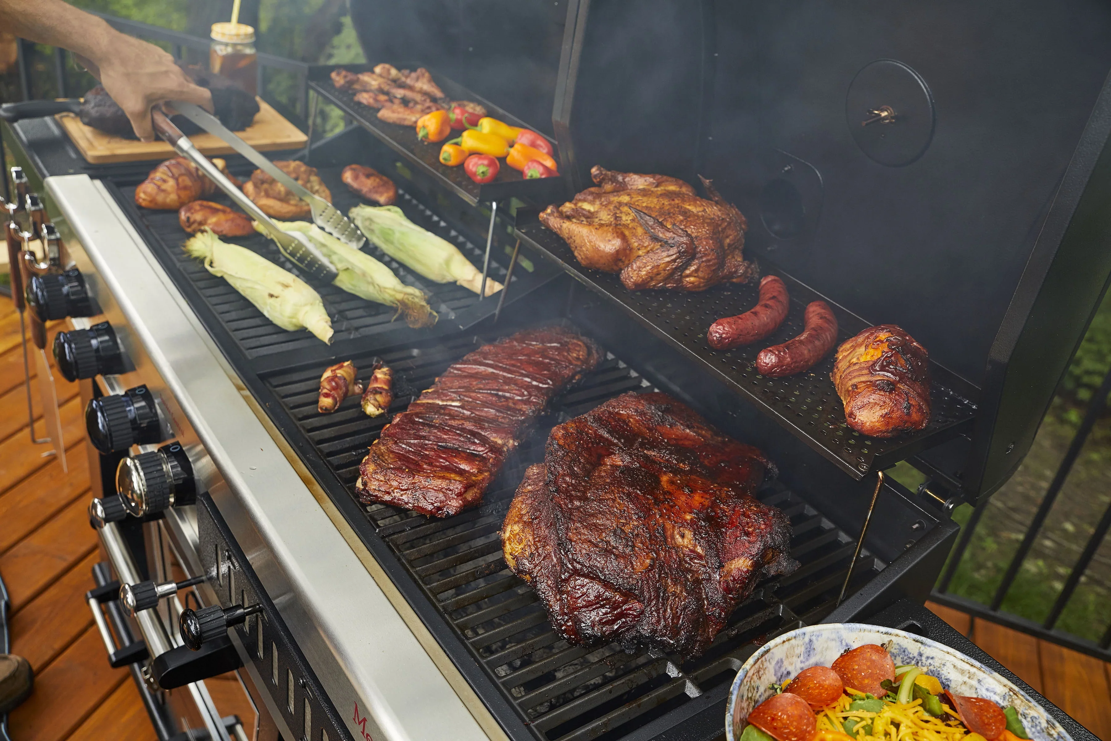Pit Boss Memphis Ultimate Gas and Charcoal Combo Grill with Electric Smoker