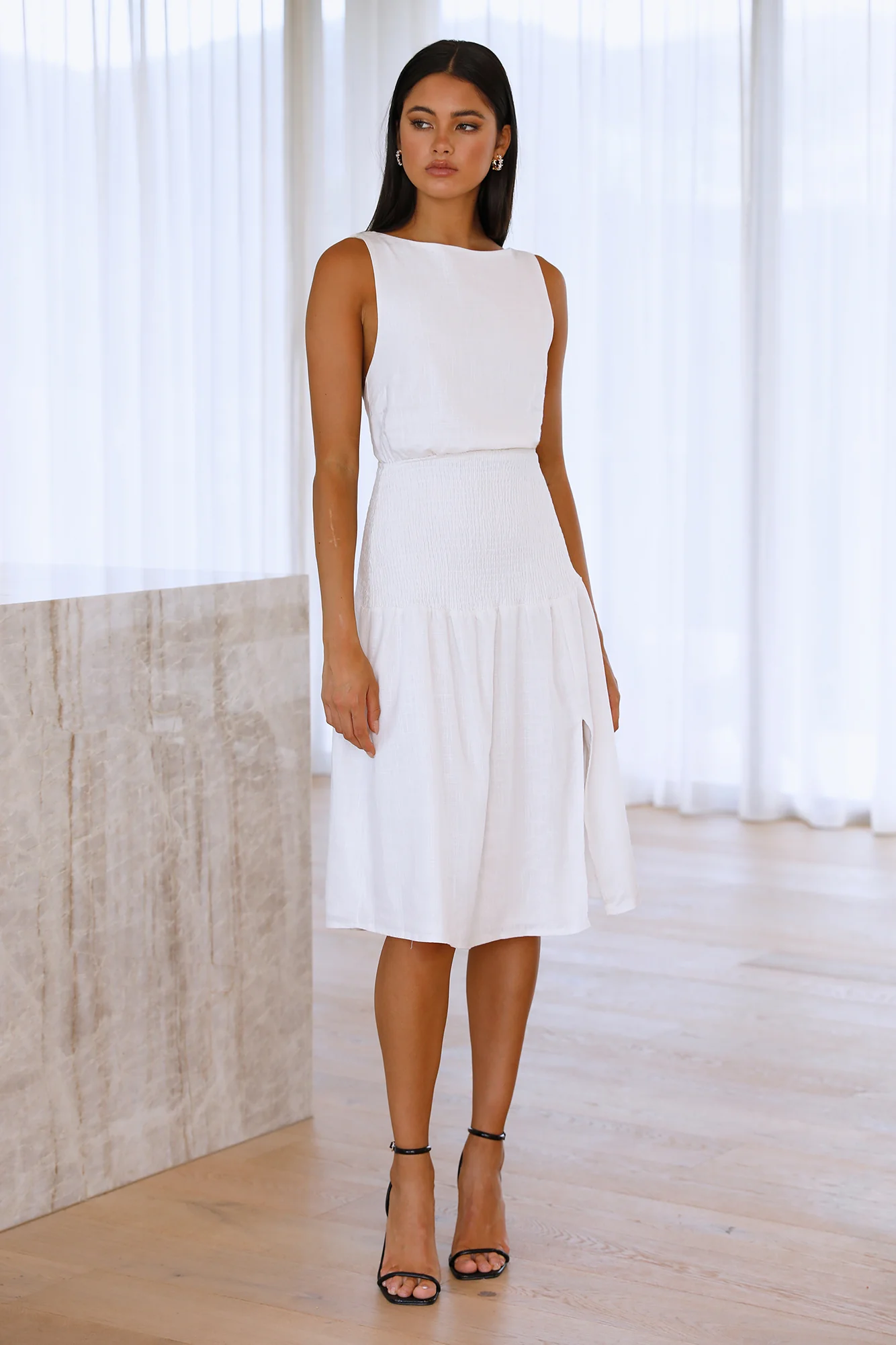 Into My Eyes Midi Dress White