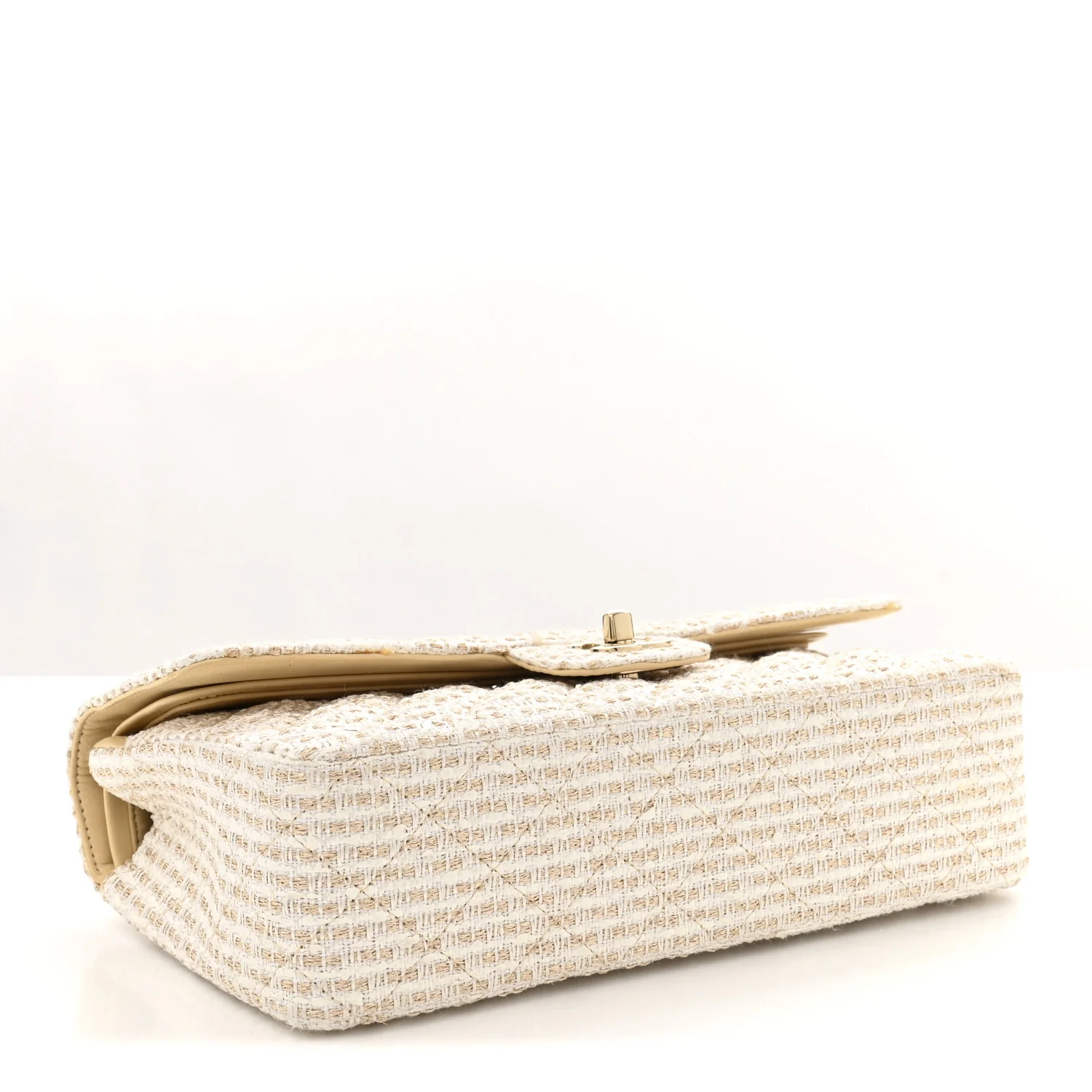 Tweed Medium Double Flap White