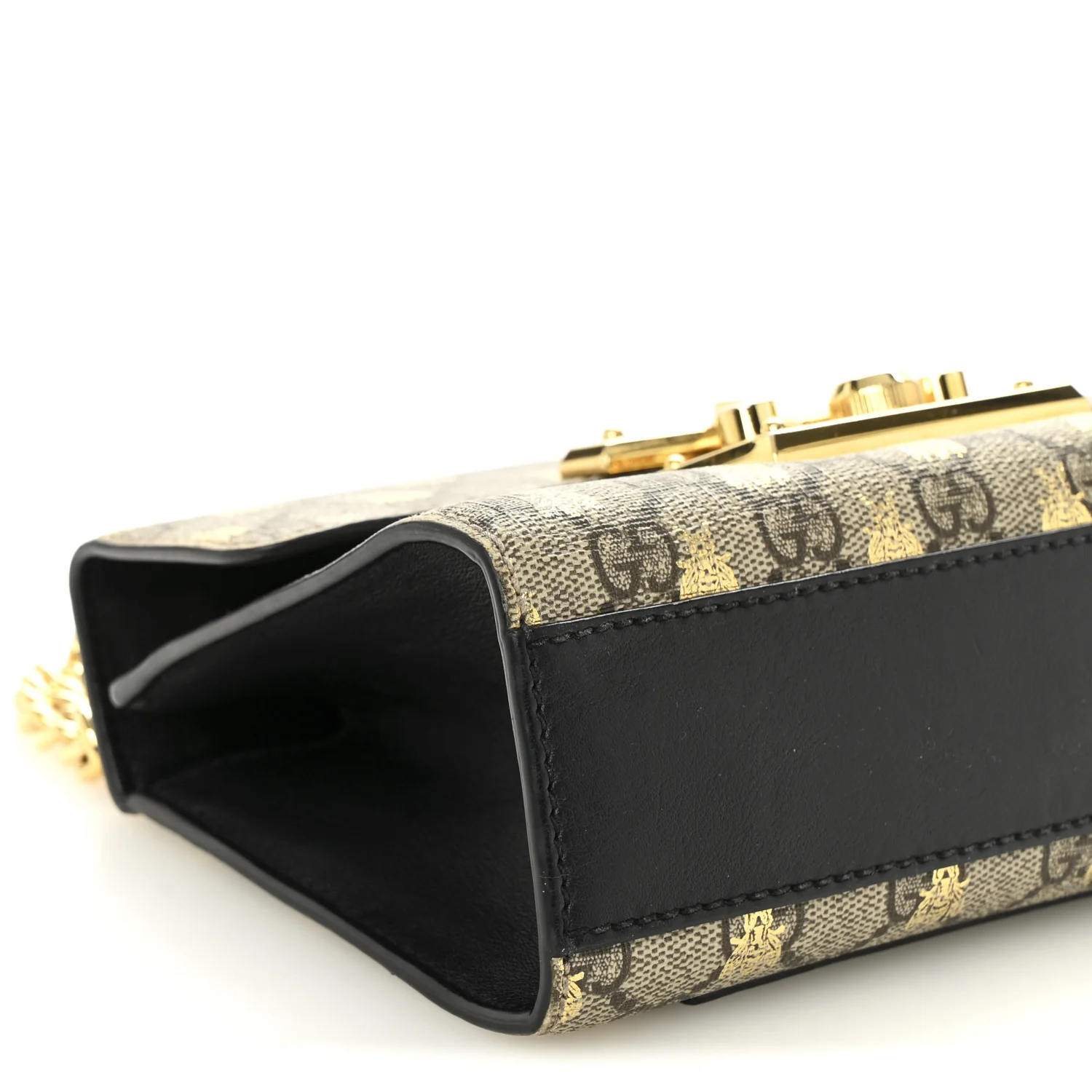 GG Supreme Monogram Bees Small Padlock Shoulder Bag Black