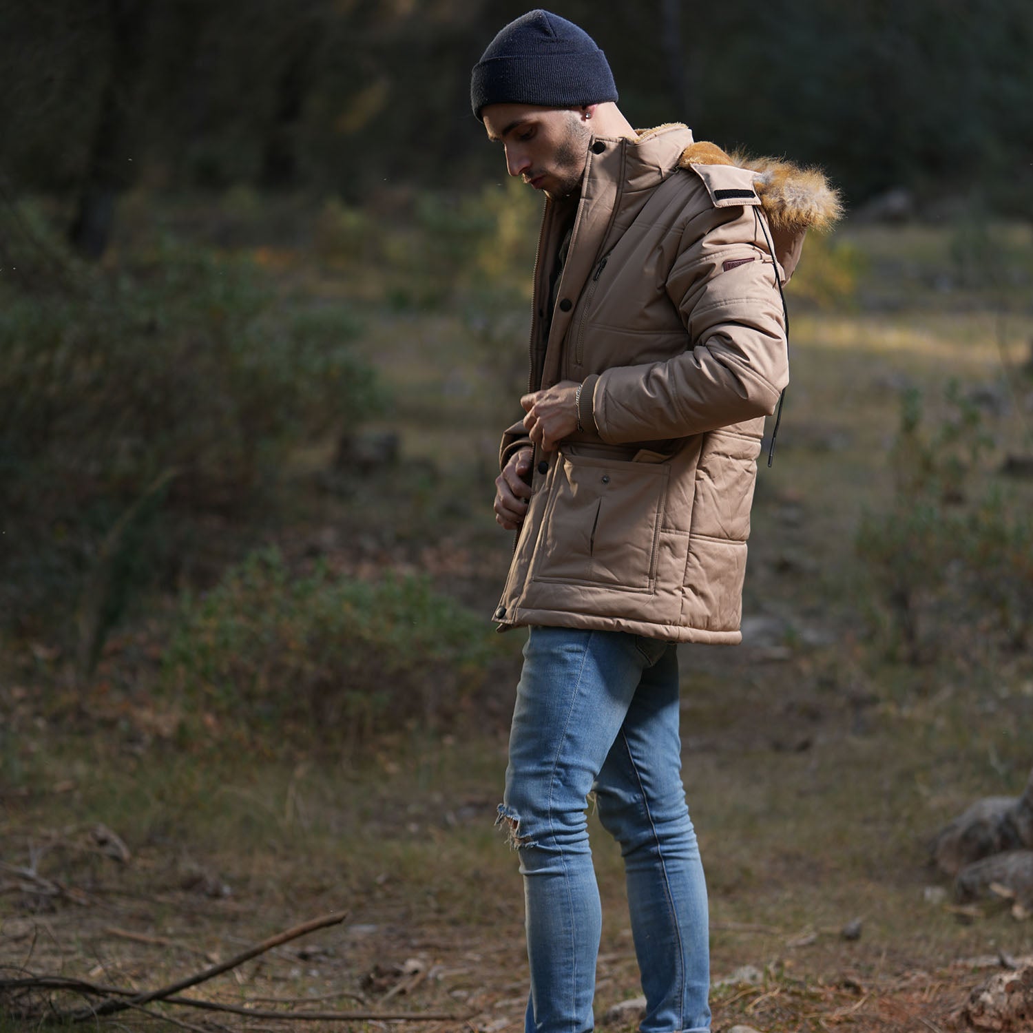 Doudoune d'hiver à capuche pour homme, épaisse et chaude, style parka, avec capuche amovible