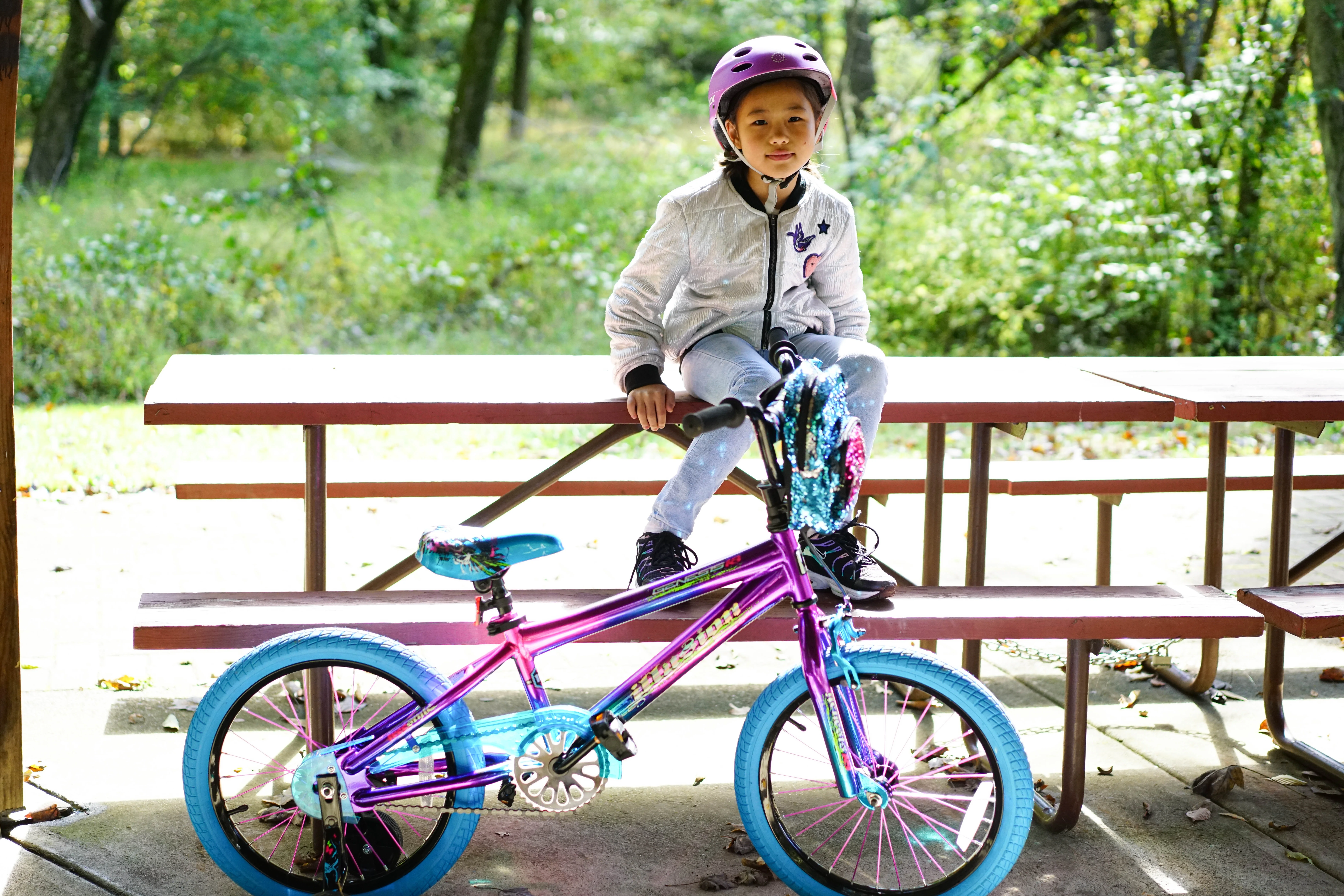 18" Illusion Girl's Child Bike, Blue/Purple Image 7