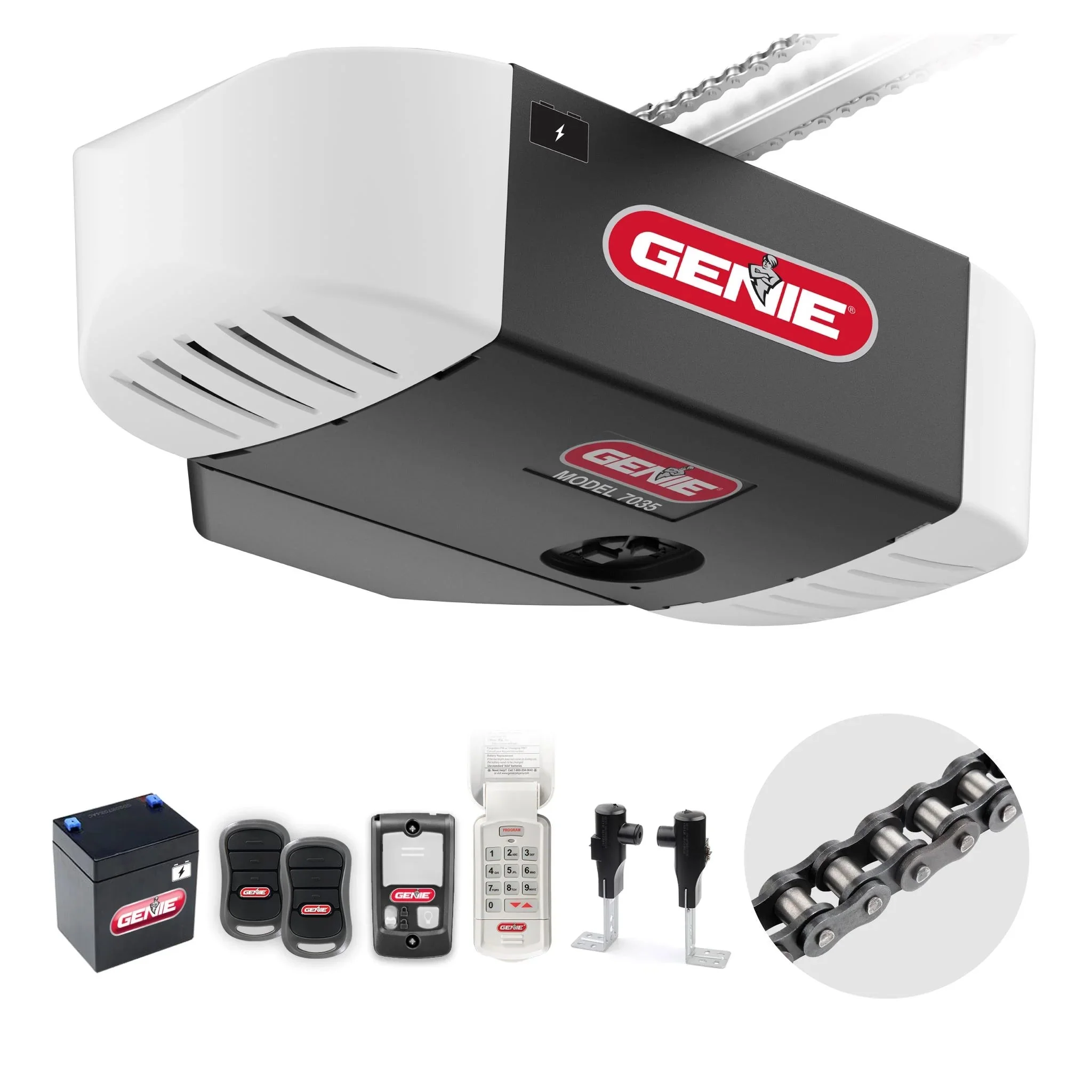 Ouvre-porte de garage à entraînement par chaîne 750 3/4 HPc avec batterie de secours - Robuste.