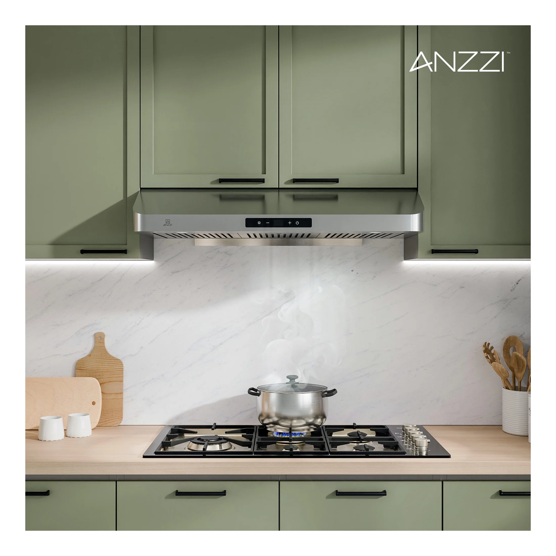 Anzzi RH - AZ0391TSS 36 In. 600 CFM 4 - Speed Stainless Steel Under Cabinet Convertible Residential Range Hood with LED Lamp
