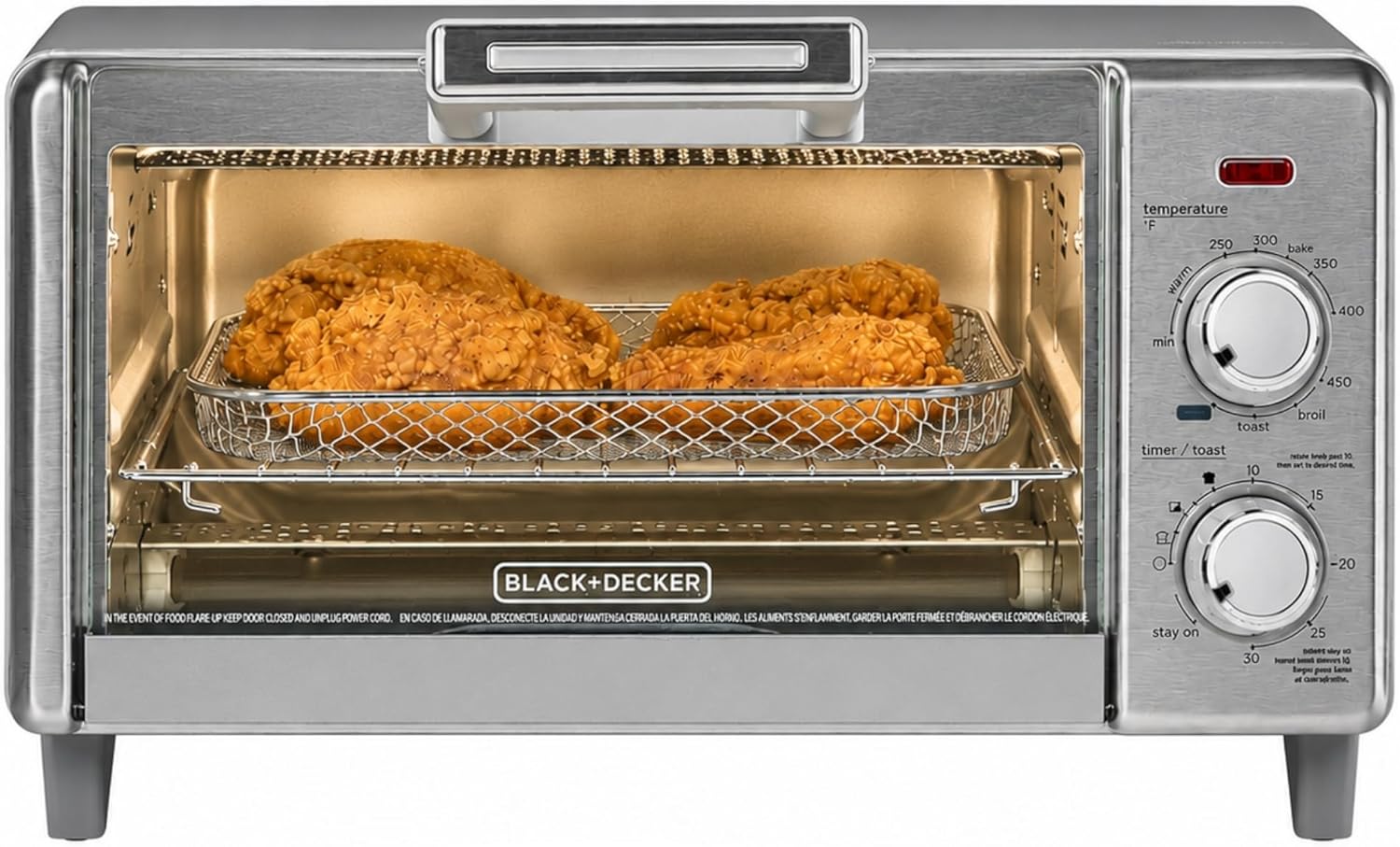 BLACK+DECKER 4-Slice Air Fry Toaster Oven, 5-in-1 Countertop Oven| Air fry, bake, broil, toast, and keep warm with EvenToast technology and space for a 9-inch pizza