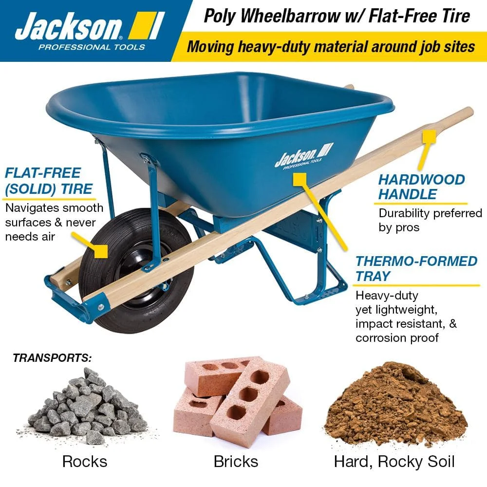 Blue Steel Pneumatic Contractors Wheelbarrow 6 Cu Ft - Image 3