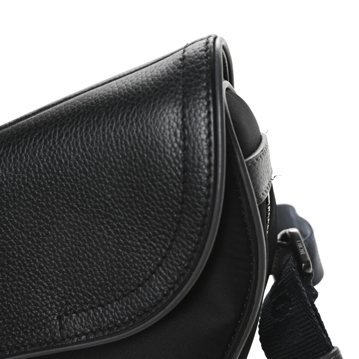 Nylon Grained Calfskin Saddle Bag Black Multicolor